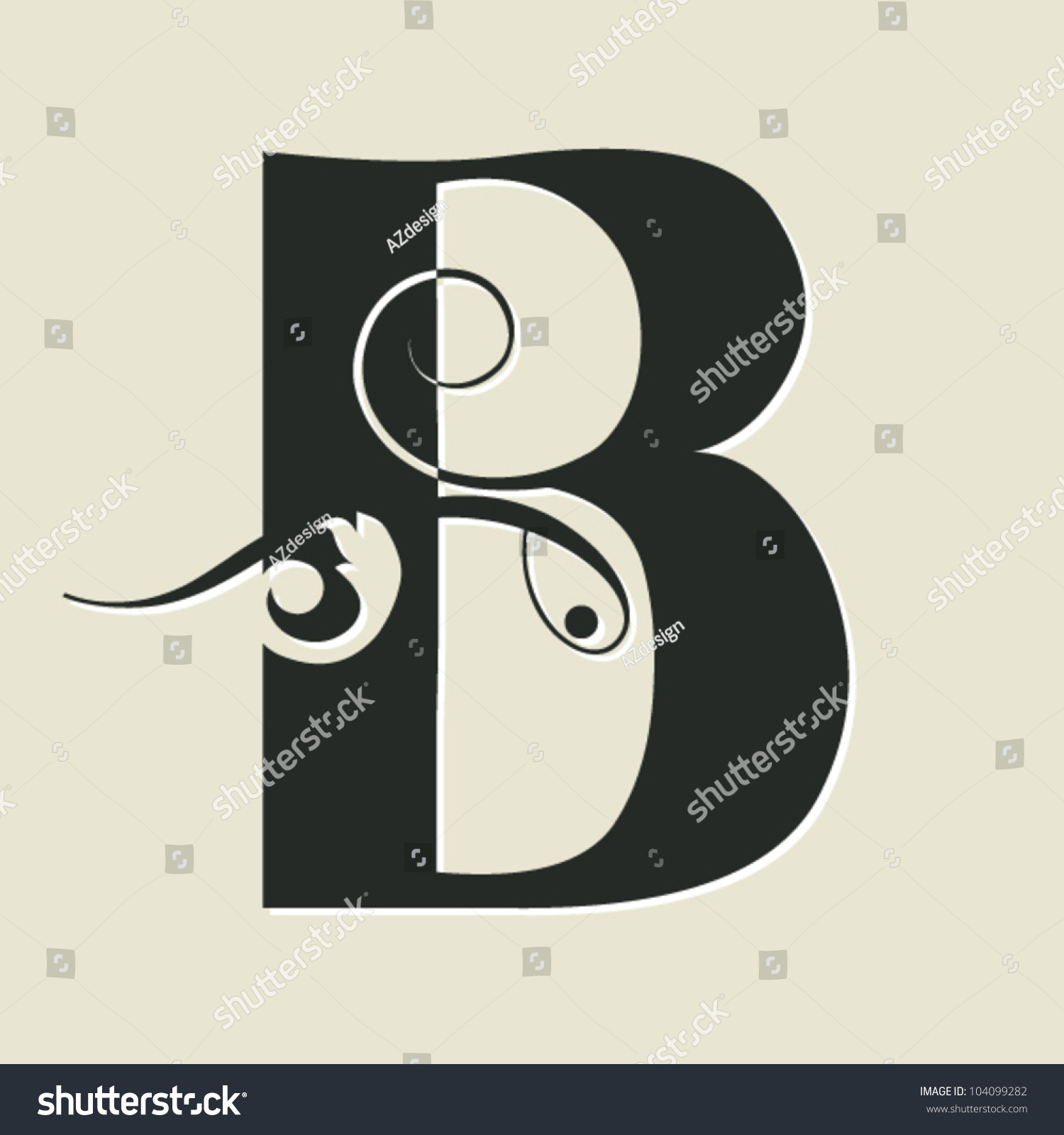 Calligraphic Letter B Stock Vector Illustration 104099282 : Shutterstock