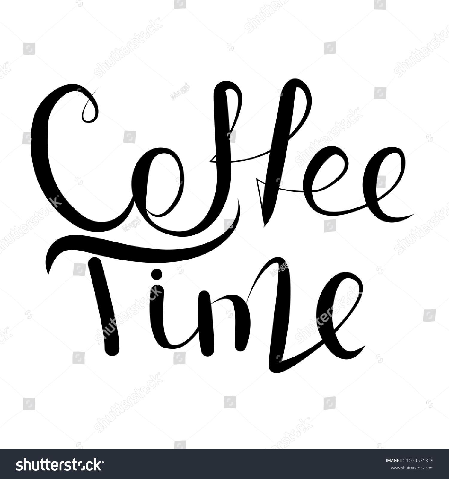 Calligraphy Coffee Time Lettering Phrase Vector Vector De Stock Libre