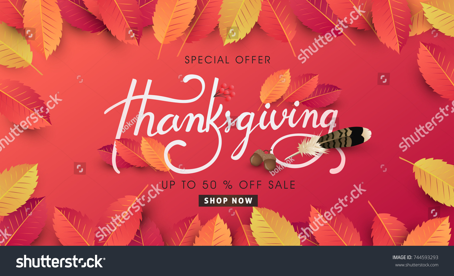 Calligraphy Thanksgiving Day Sale Banner Seasonal Stock Vector Royalty