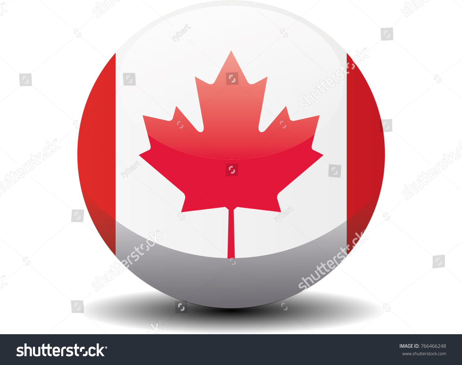 Canada National Circle Button Flag Background Stock Vector Royalty