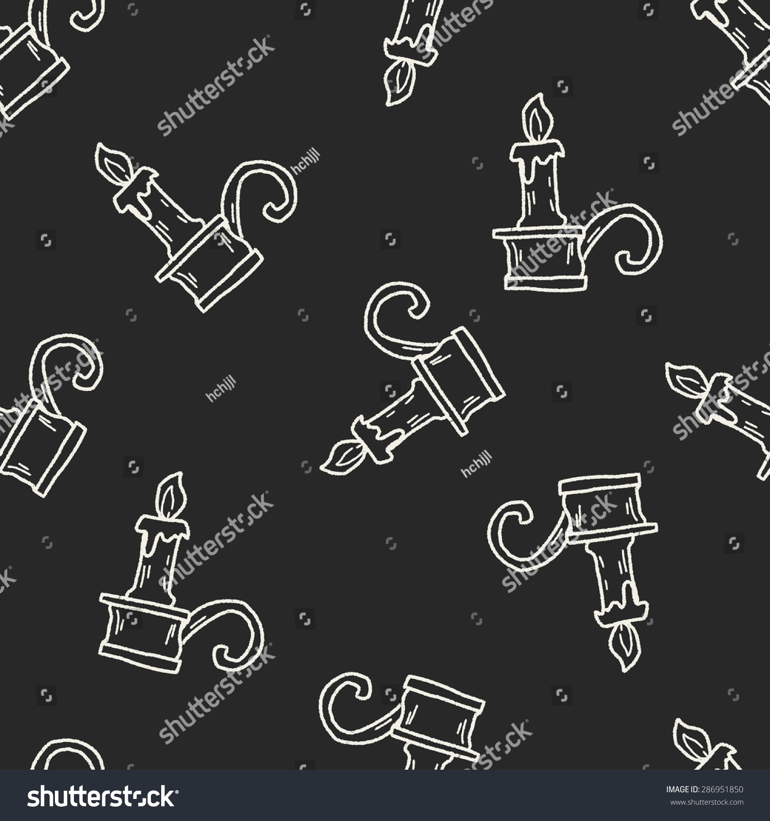 Candlestick Doodle Seamless Pattern Background Stock Vector Royalty