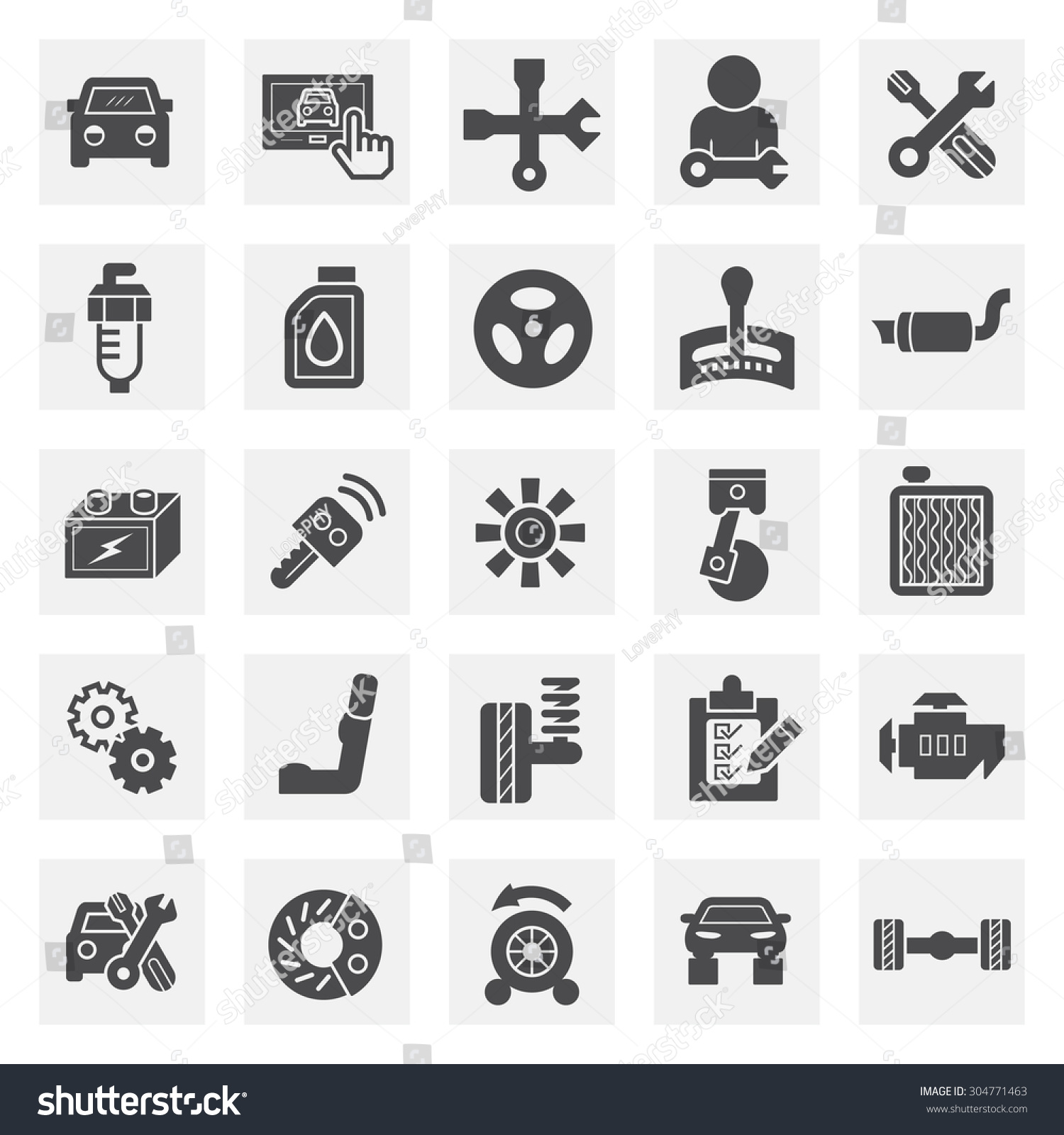 Car And Mechanic Vector Icon Sets. - 304771463 : Shutterstock