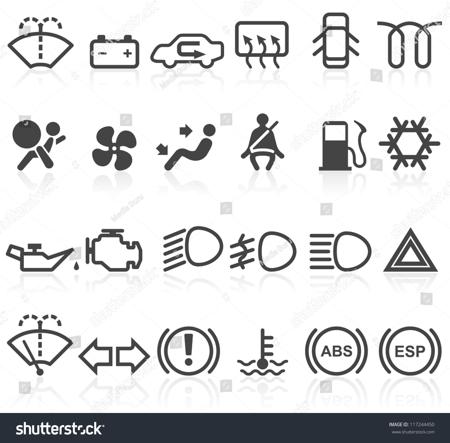 Car Dashboard Icons Stock Vector 117244450 - Shutterstock