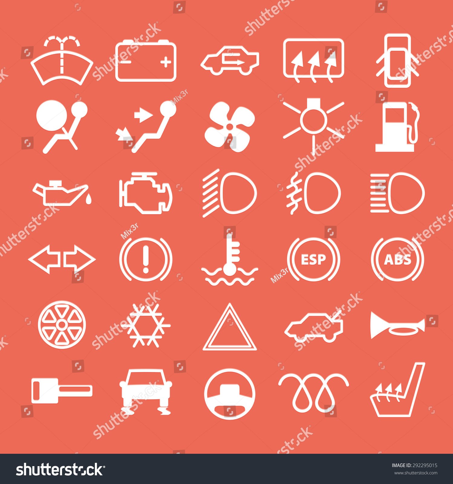 Car Dashboard Icons Set. Stock Vector Illustration 292295015 : Shutterstock