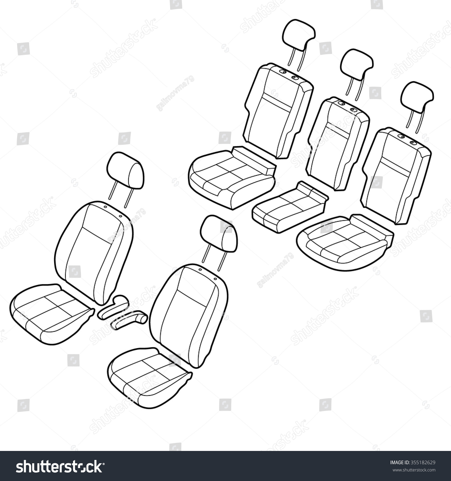 Car Seats Outline Isometric Drawing Vector 355182629 Shutterstock