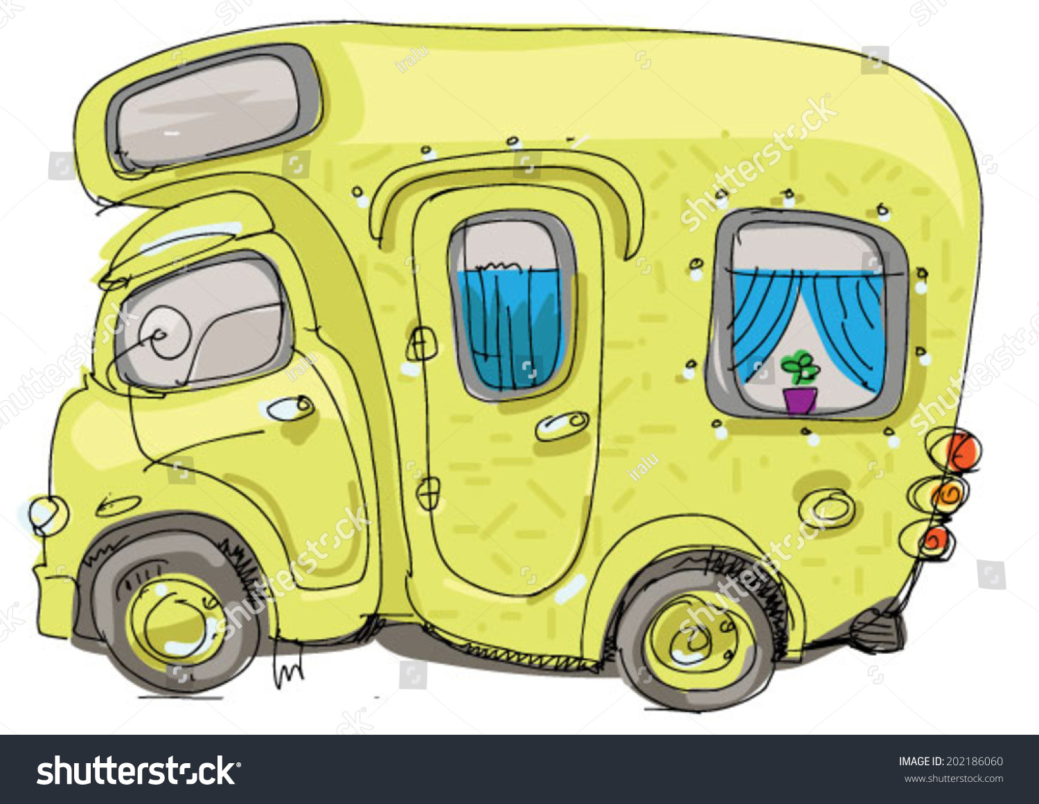 Caravan - Motor Home - Cartoon Stock Vector Illustration 202186060