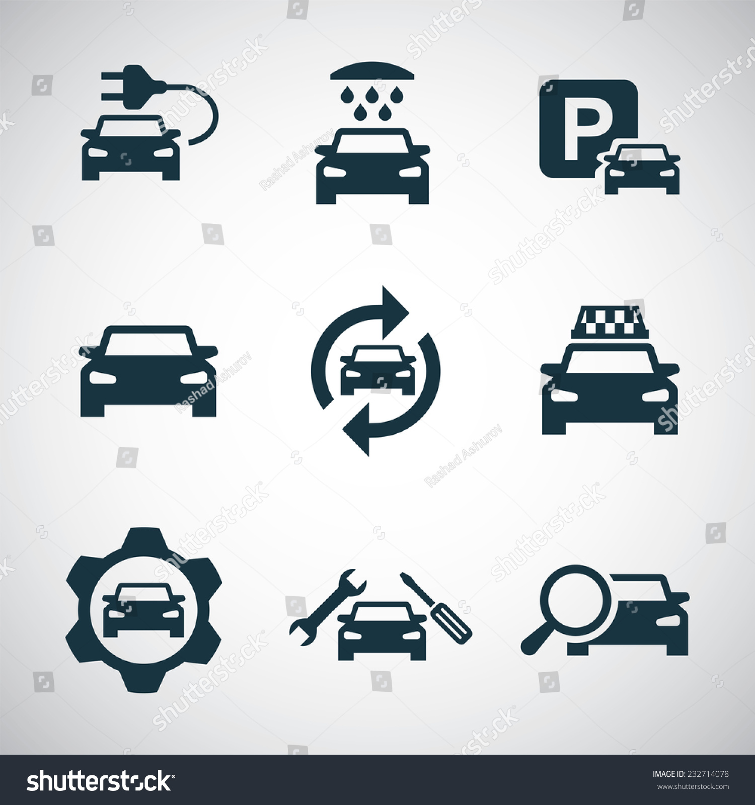 Cars Icons Set On White Background Stock Vector Illustration 232714078