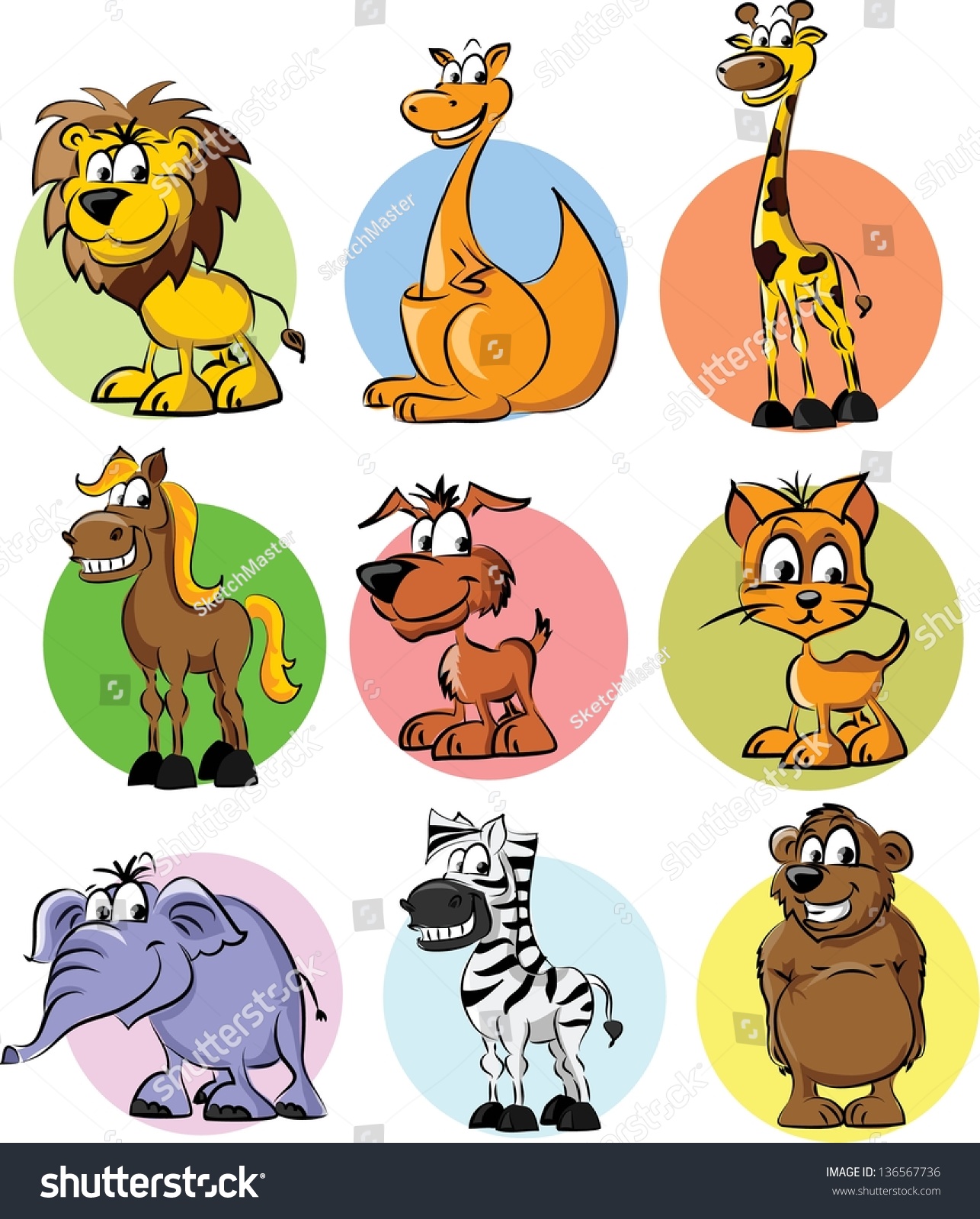 Cartoon Animals - Vector - 136567736 : Shutterstock