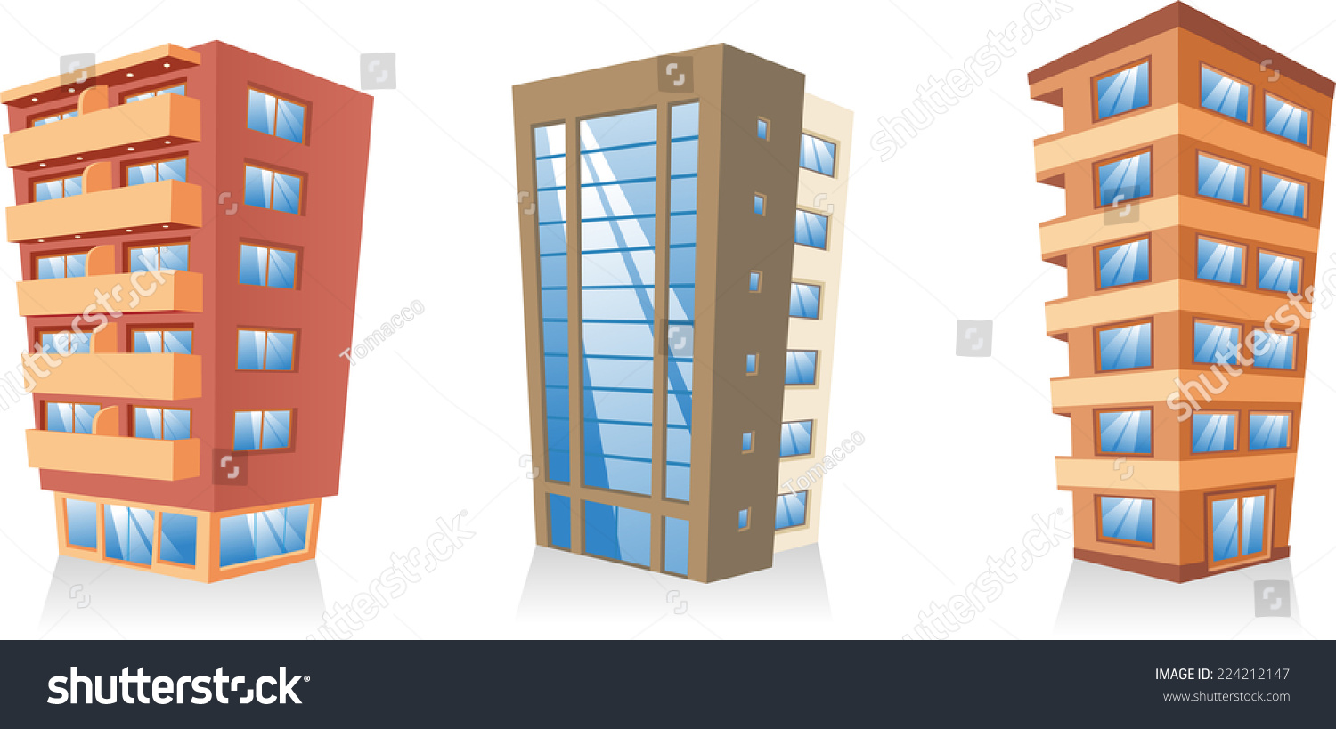 Cartoon Apartment Building Collection Stock Vector 224212147 - Shutterstock