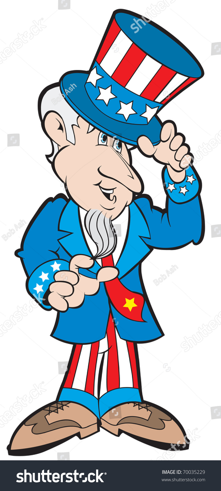 Cartoon Art Of Uncle Sam Tipping His Hat In Honor Of The Fourth Stock 