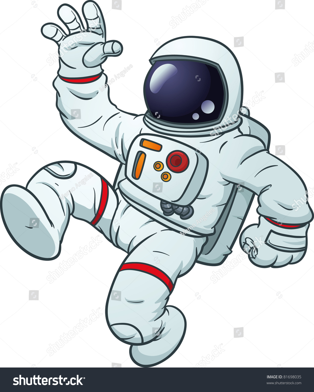 Cartoon Astronaut Floating Vector Illustration Simple Stock Vector