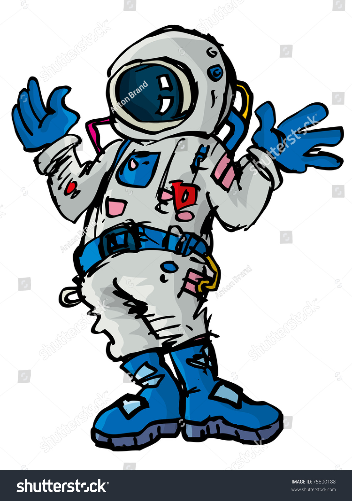 Cartoon Astronaut Space Suit Isolated On Stock Vector 75800188