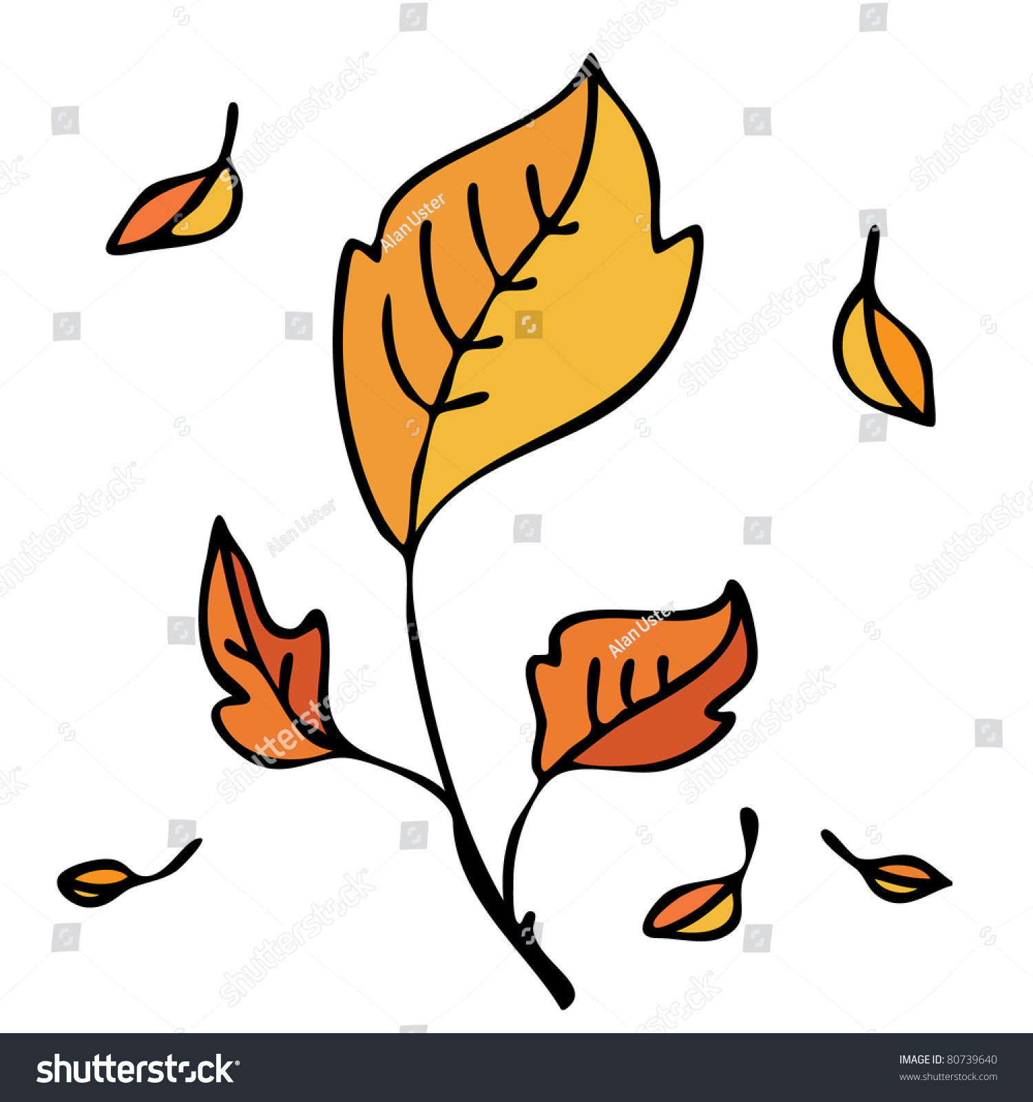 Cartoon Autumn Leaf Stock Vector Illustration 80739640 : Shutterstock