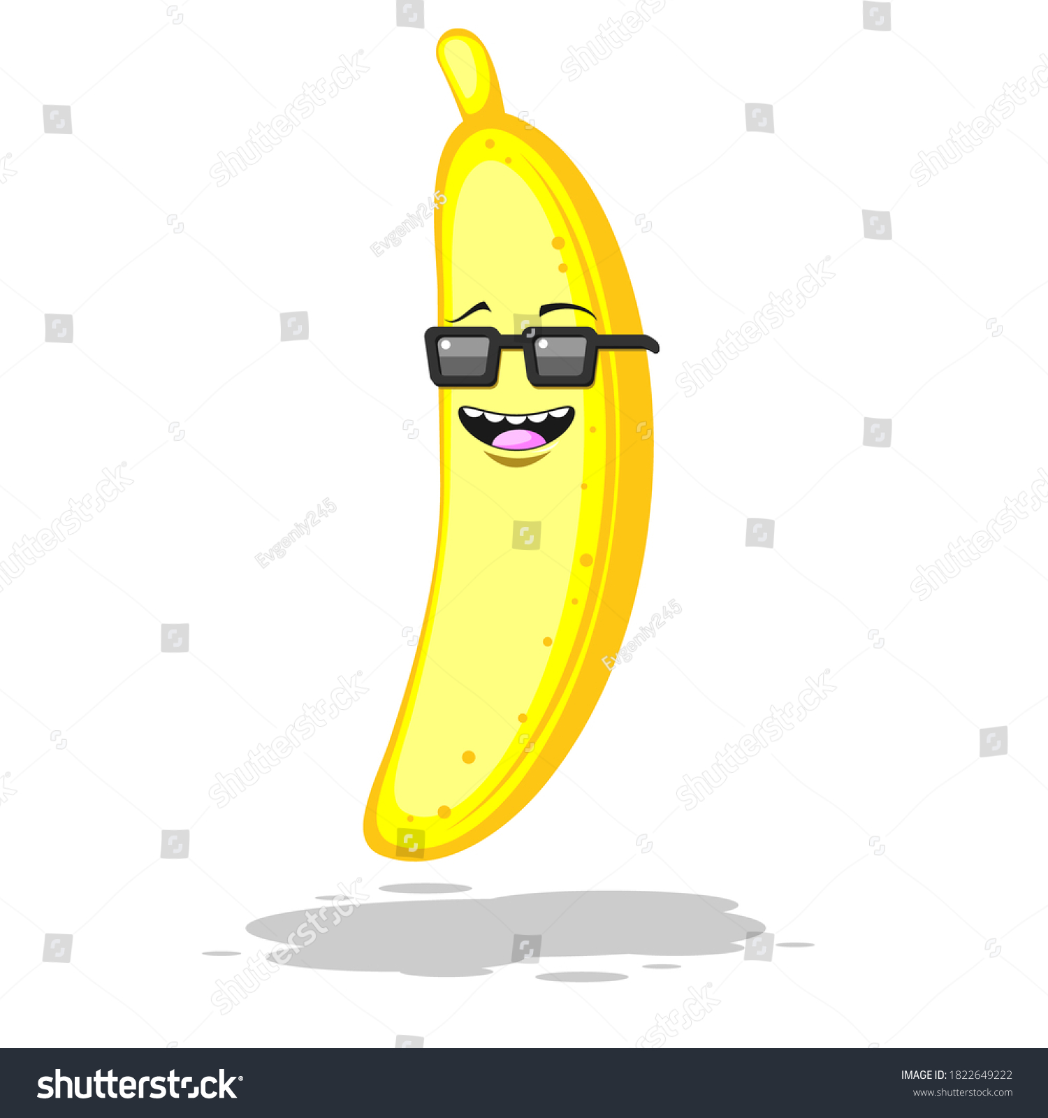 Cartoon Banana Sunglasses Smiling On White Stock Vector Royalty Free