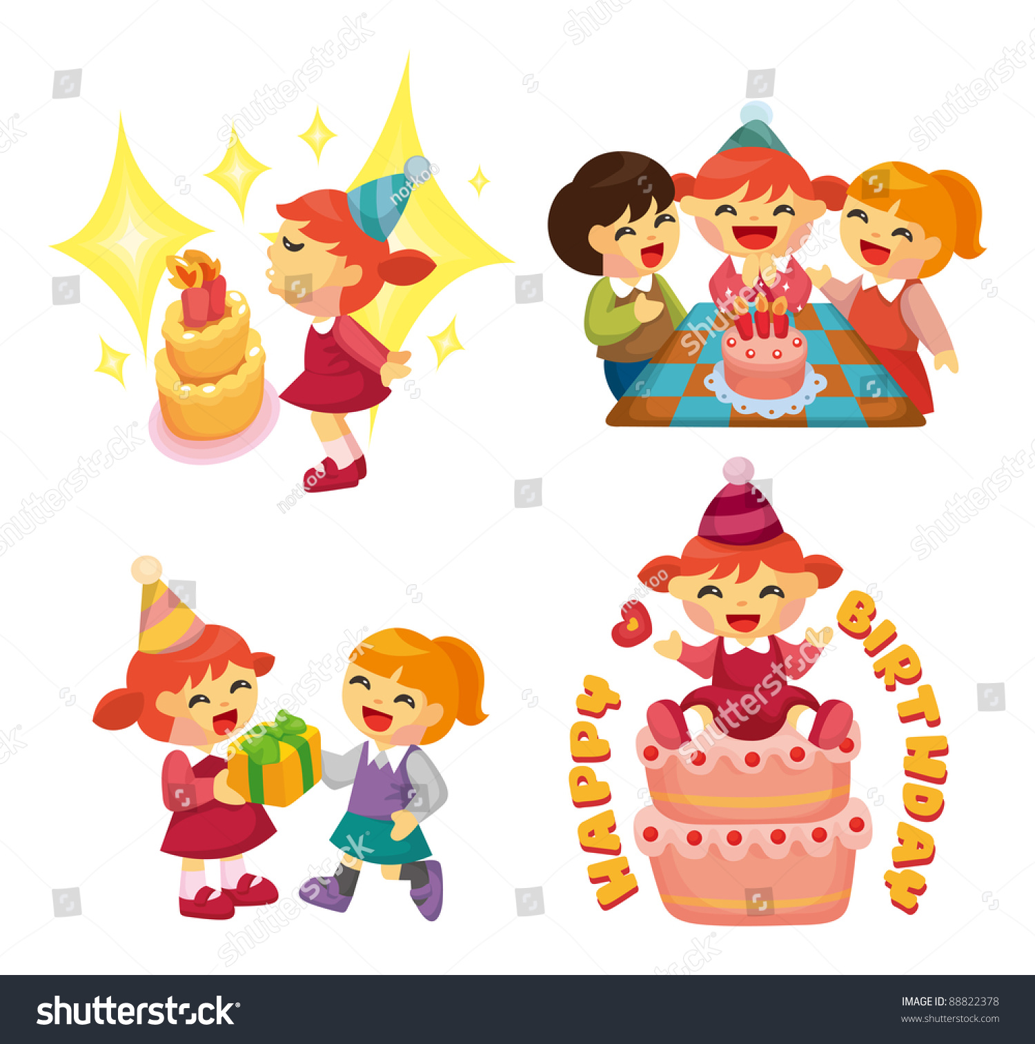 Cartoon Birthday Party Stock Vector Illustration 88822378 : Shutterstock