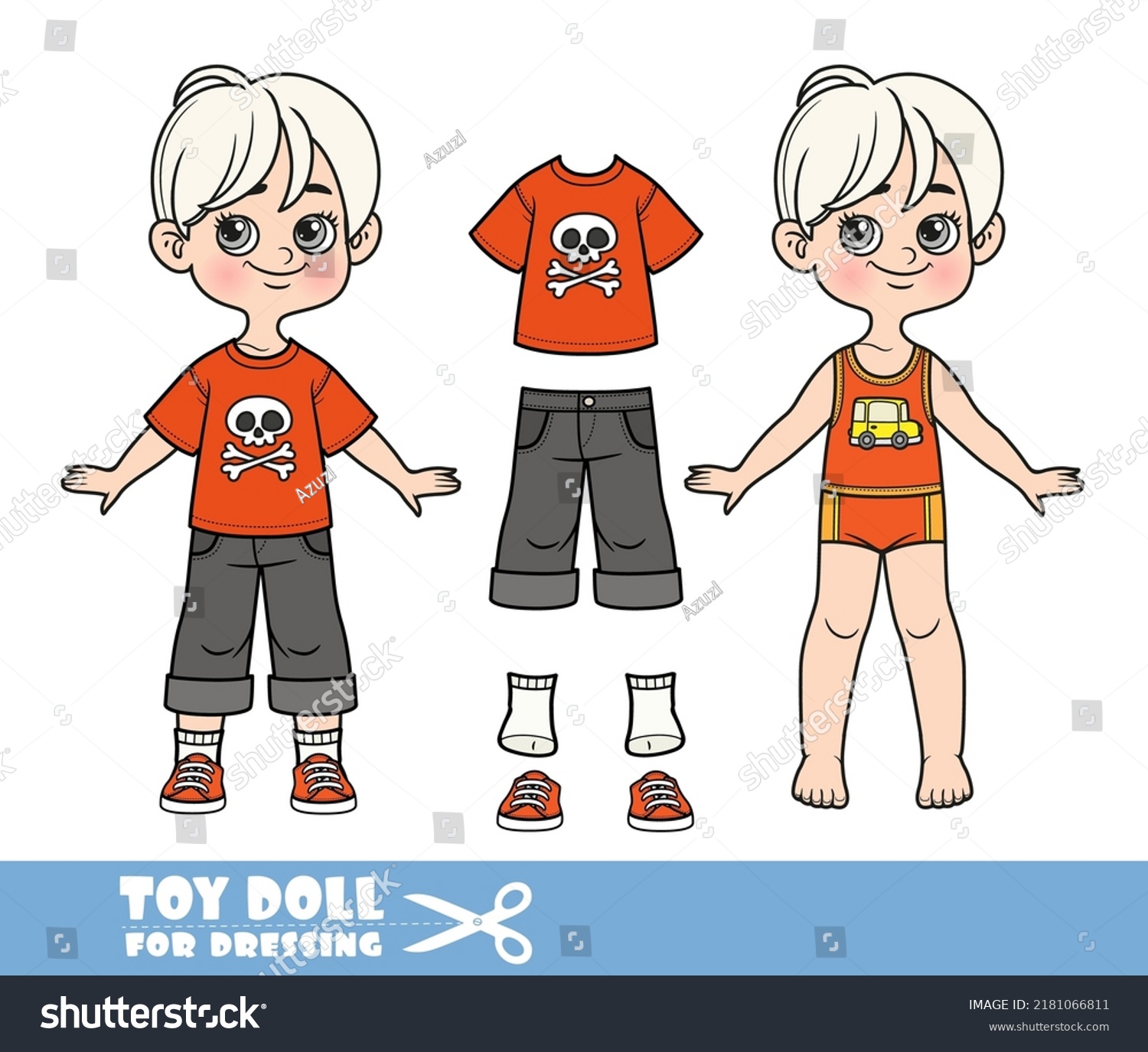 Cartoon Blond Boy Dressed Clothes Separately Stock Vector Royalty Free