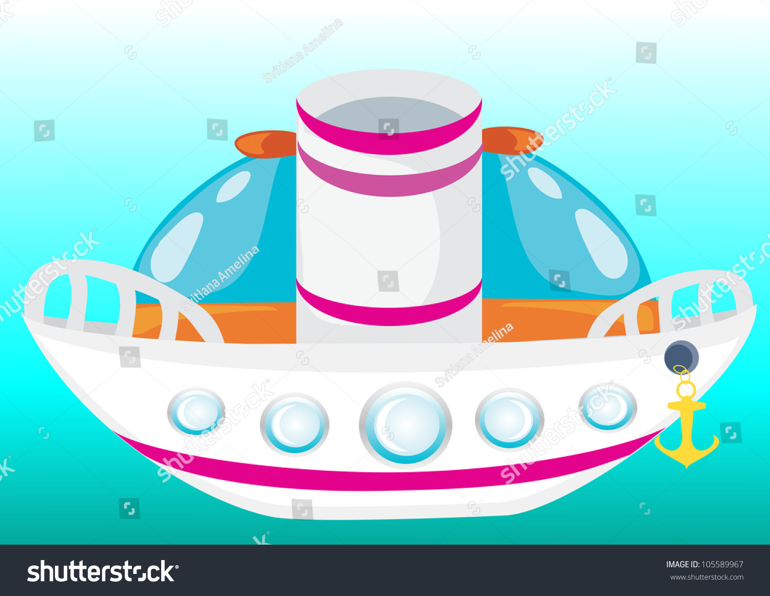 Cartoon Boat. Vector Beatiful Ship. - 105589967 : Shutterstock