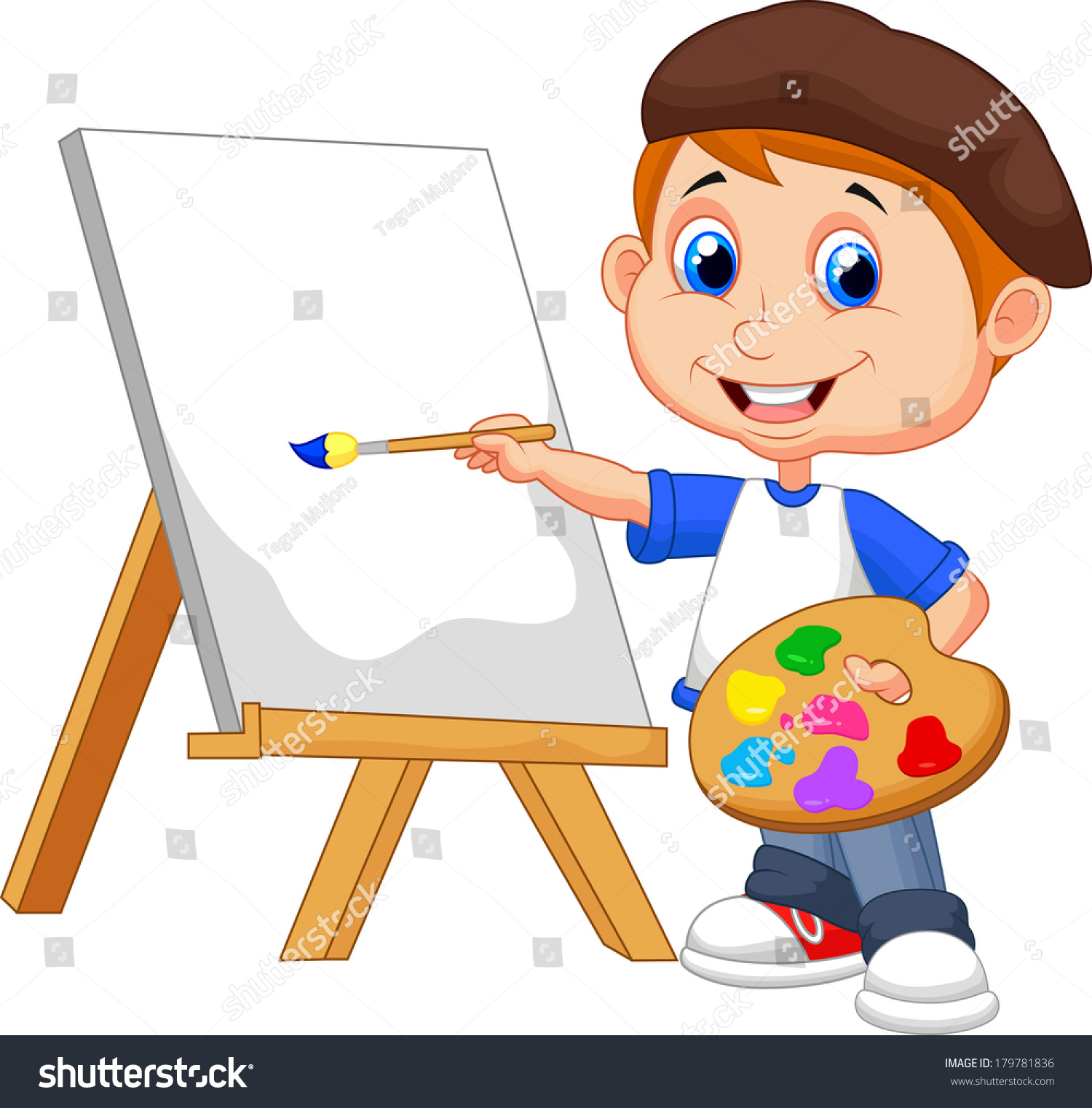 Cartoon Boy Painting Stock Vector 179781836 - Shutterstock