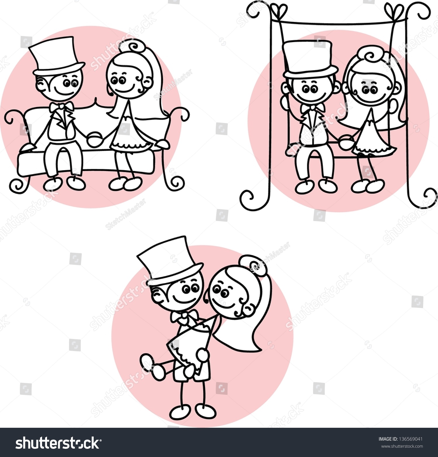 Cartoon bride and groom Cartoon bride and groom