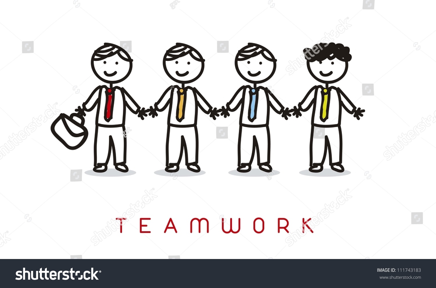 Cartoon Businessman Over White Background Teamwork Stock Vector