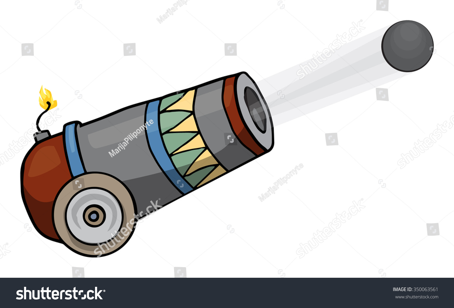 Cartoon Cannon Firing Vector Illustration Isolated Stock Vector