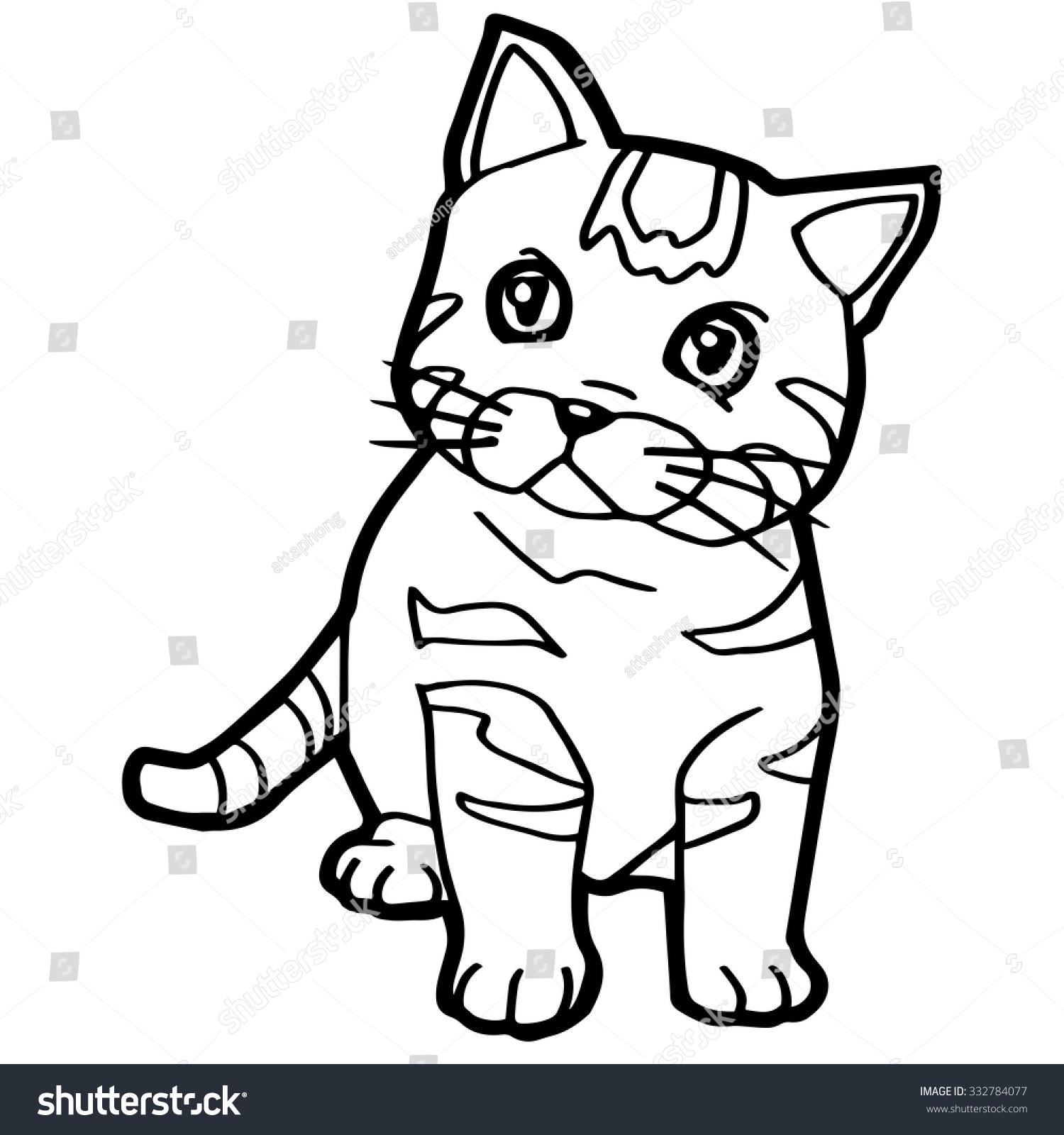 Cartoon Cat Coloring Page Vector - 332784077 : Shutterstock