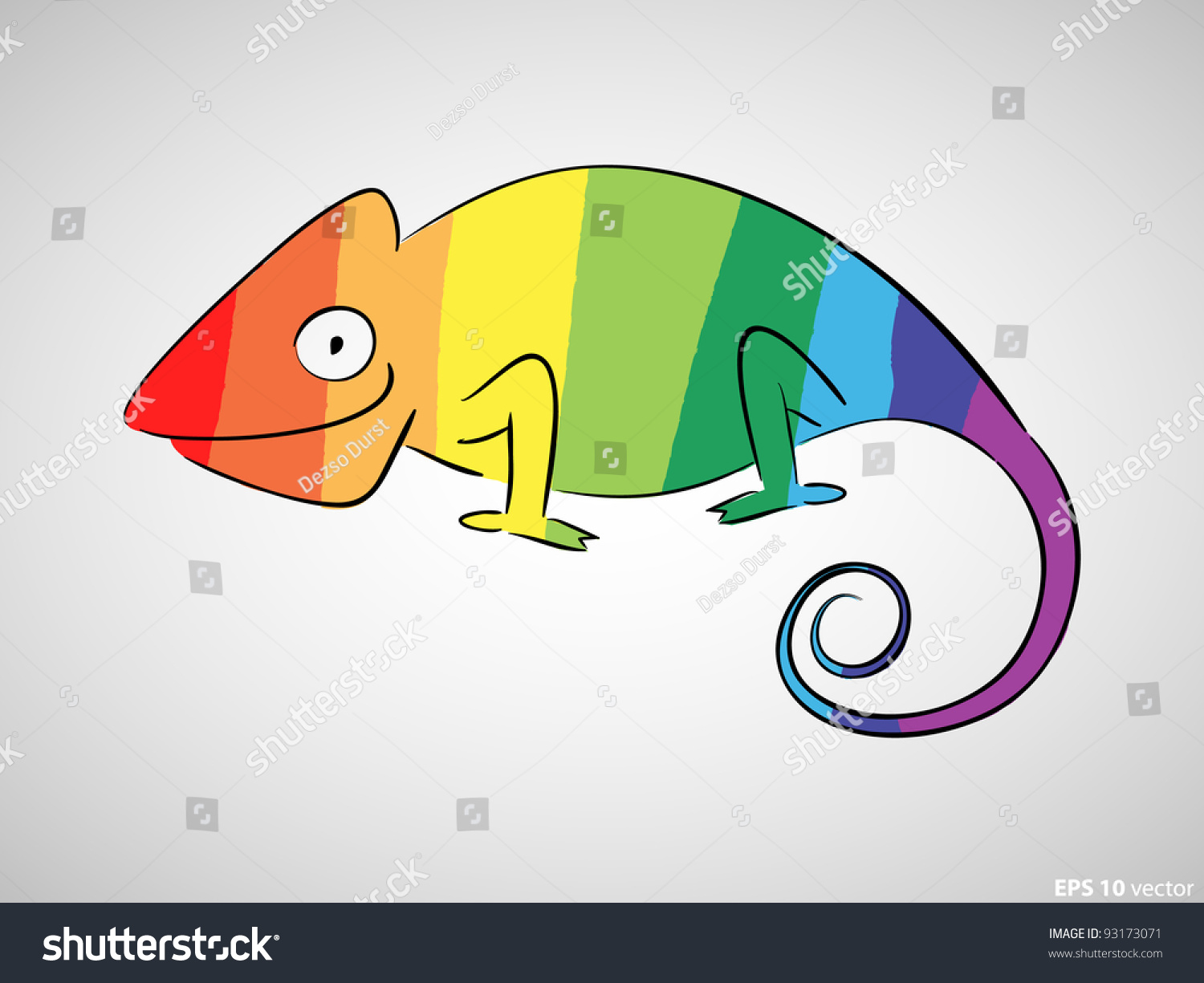 Cartoon Chameleon Drawing Stock Vector 93173071 - Shutterstock