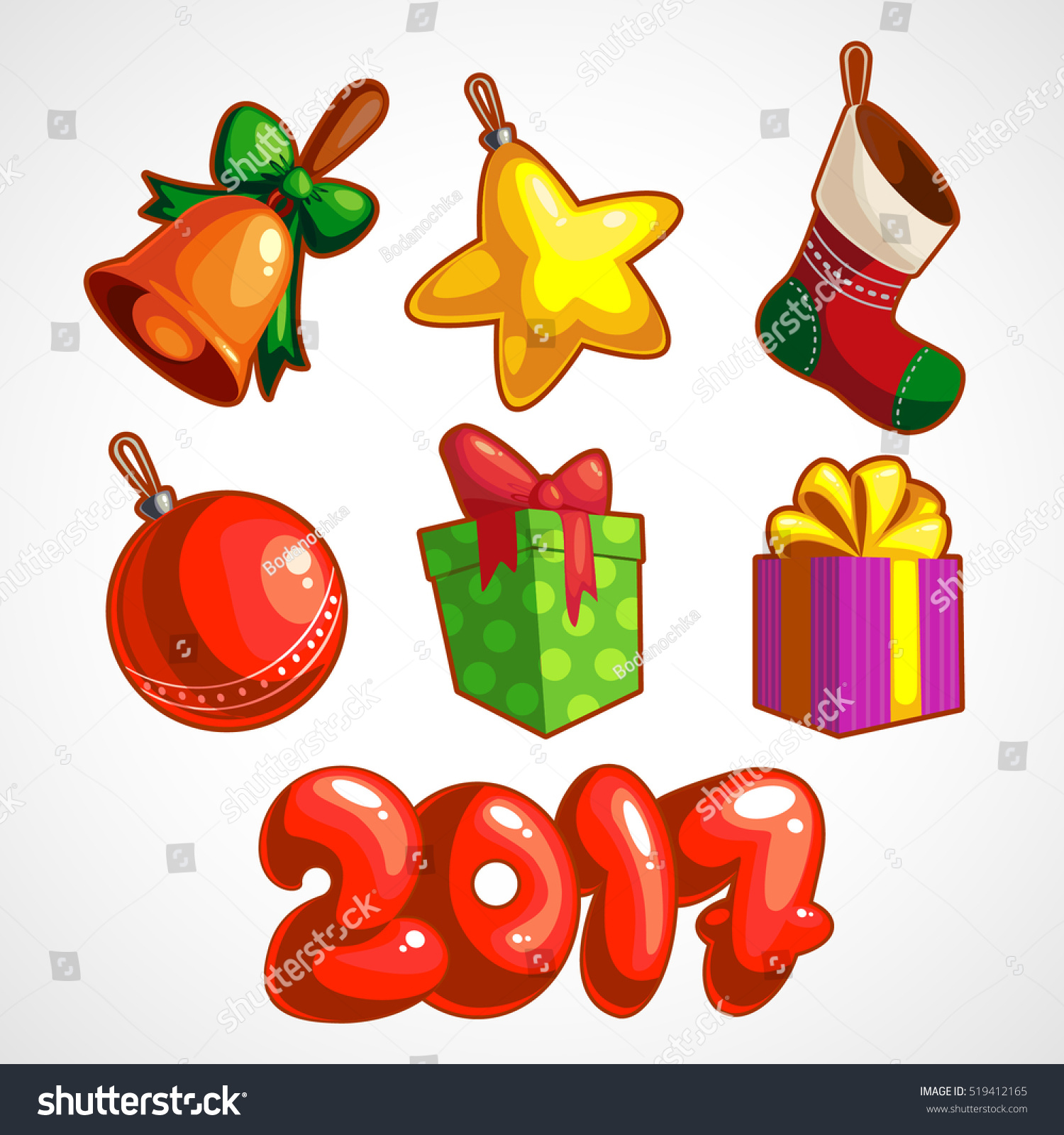 Cartoon Character Set For The New Year Stock Vector Illustration