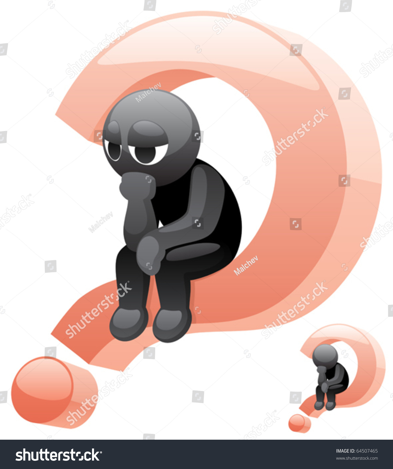 Cartoon Character Thinking Or Wondering Stock Vector Illustration