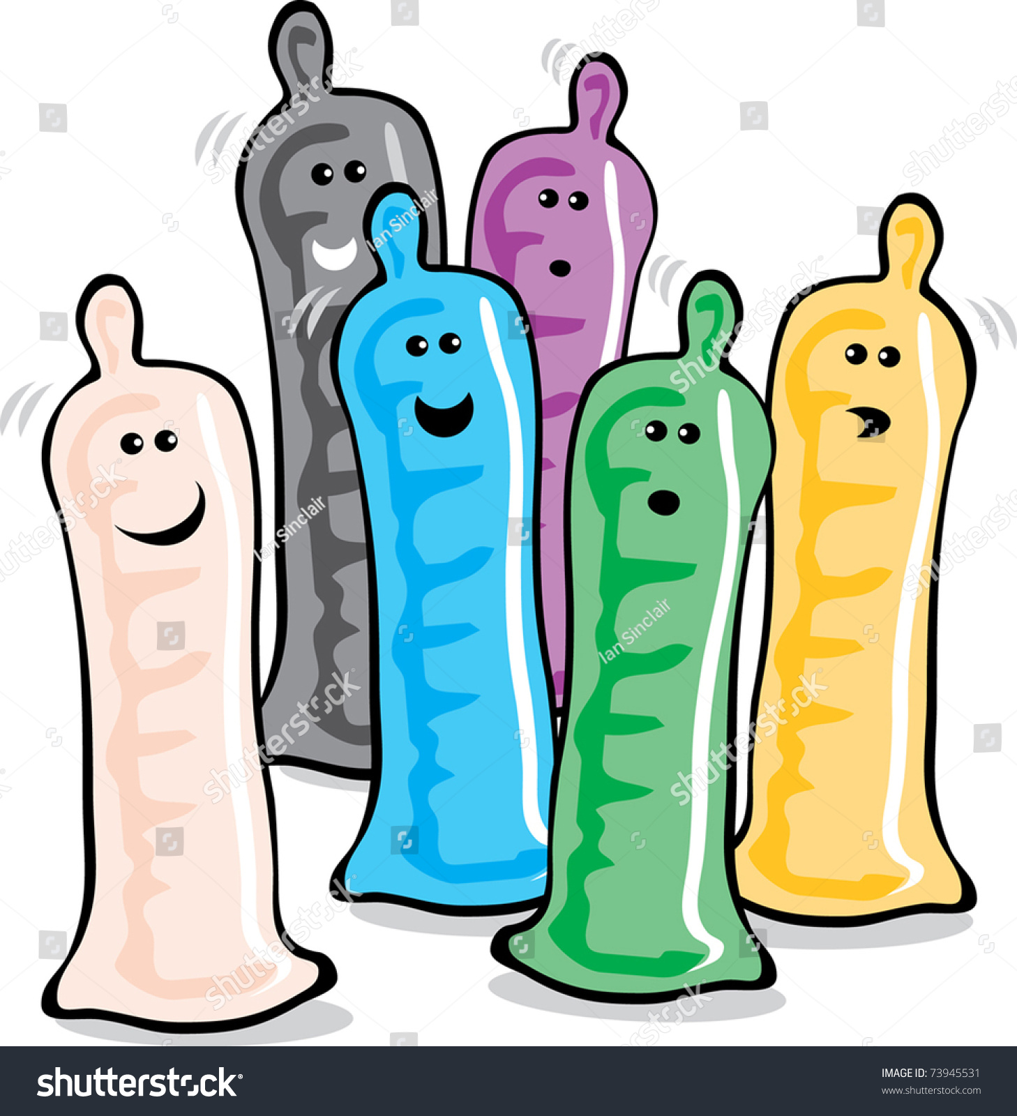 Cartoon Colored Condoms To Promote Safe Sex Happy Condoms Stock Vector Illustration 73945531