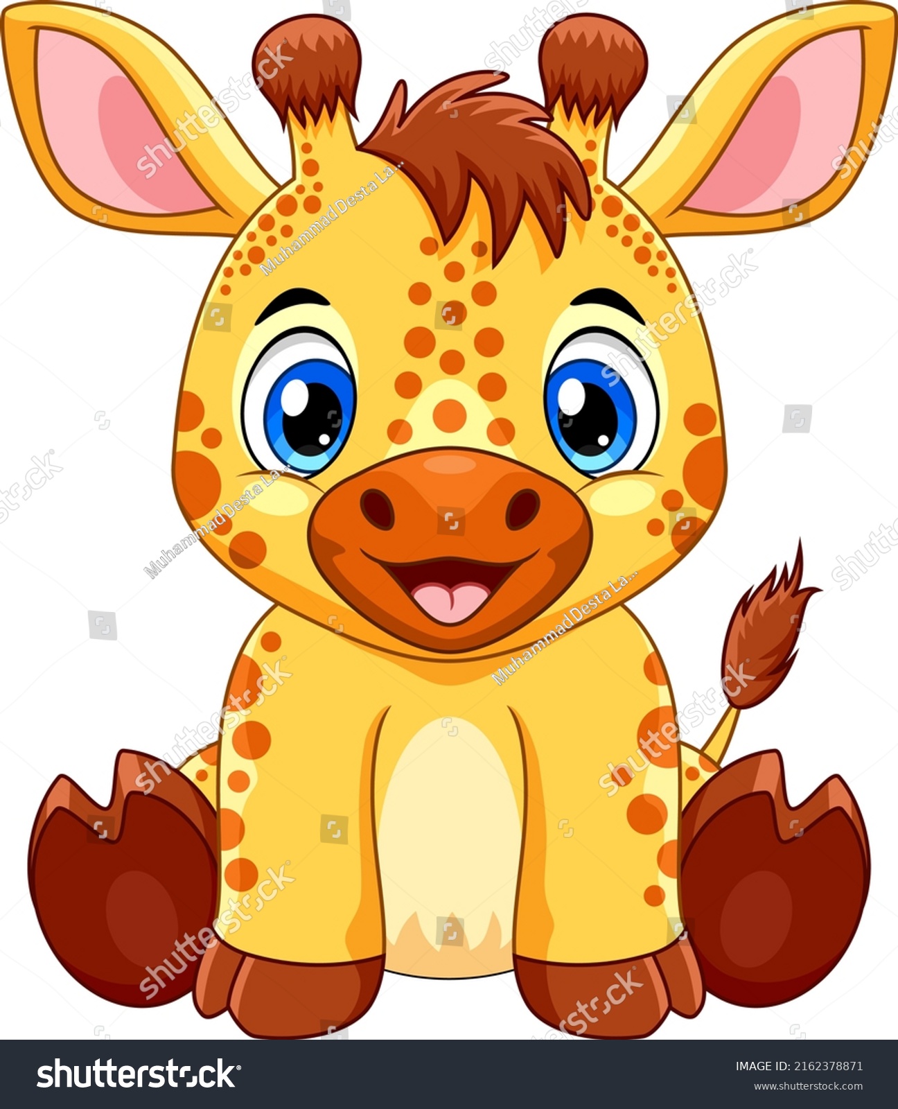 Cartoon Cute Baby Giraffe Sitting Stock Vector Royalty Free