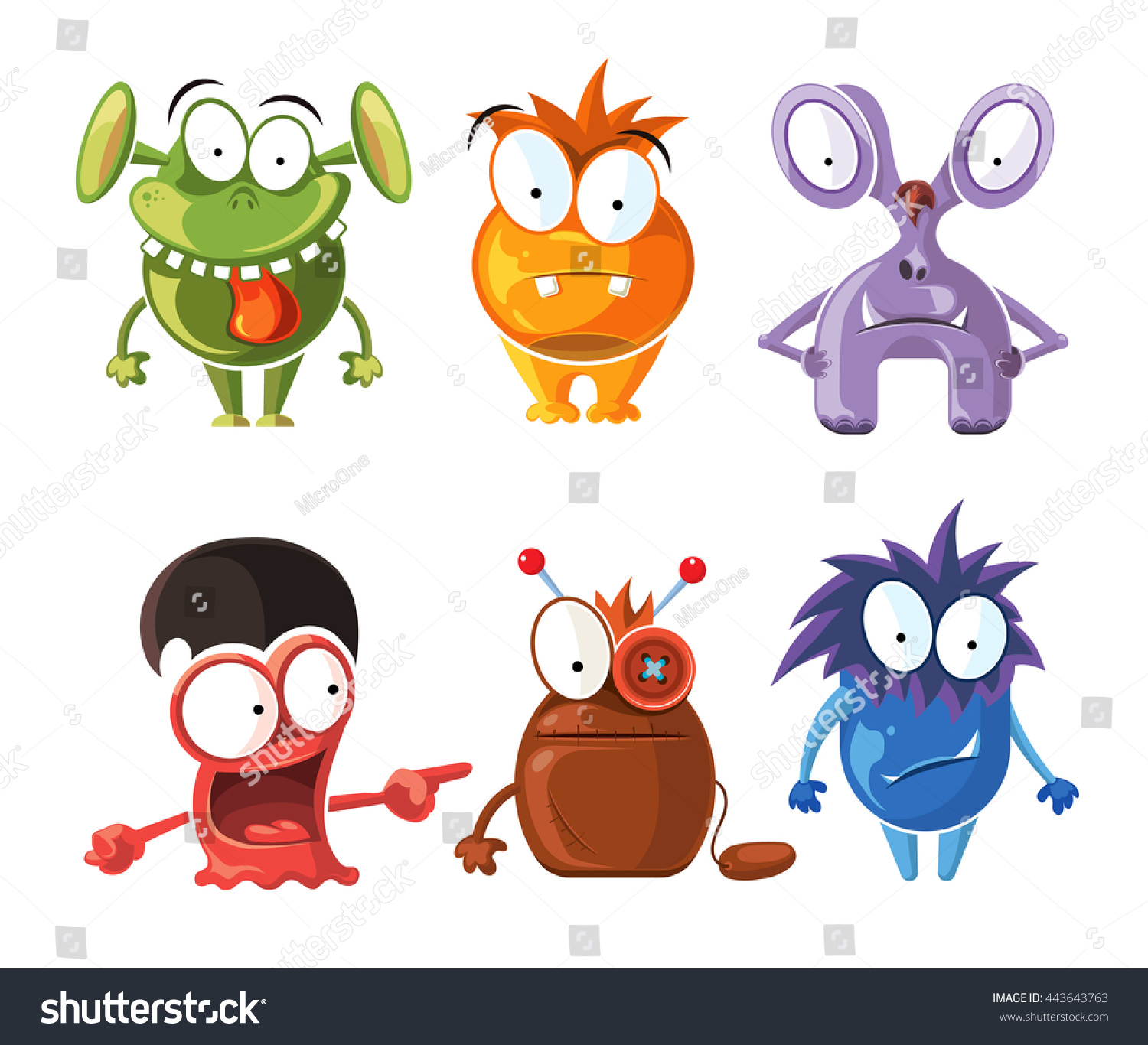 Cartoon Cute Character Monsters Vector Set. Crazy Monsters ...