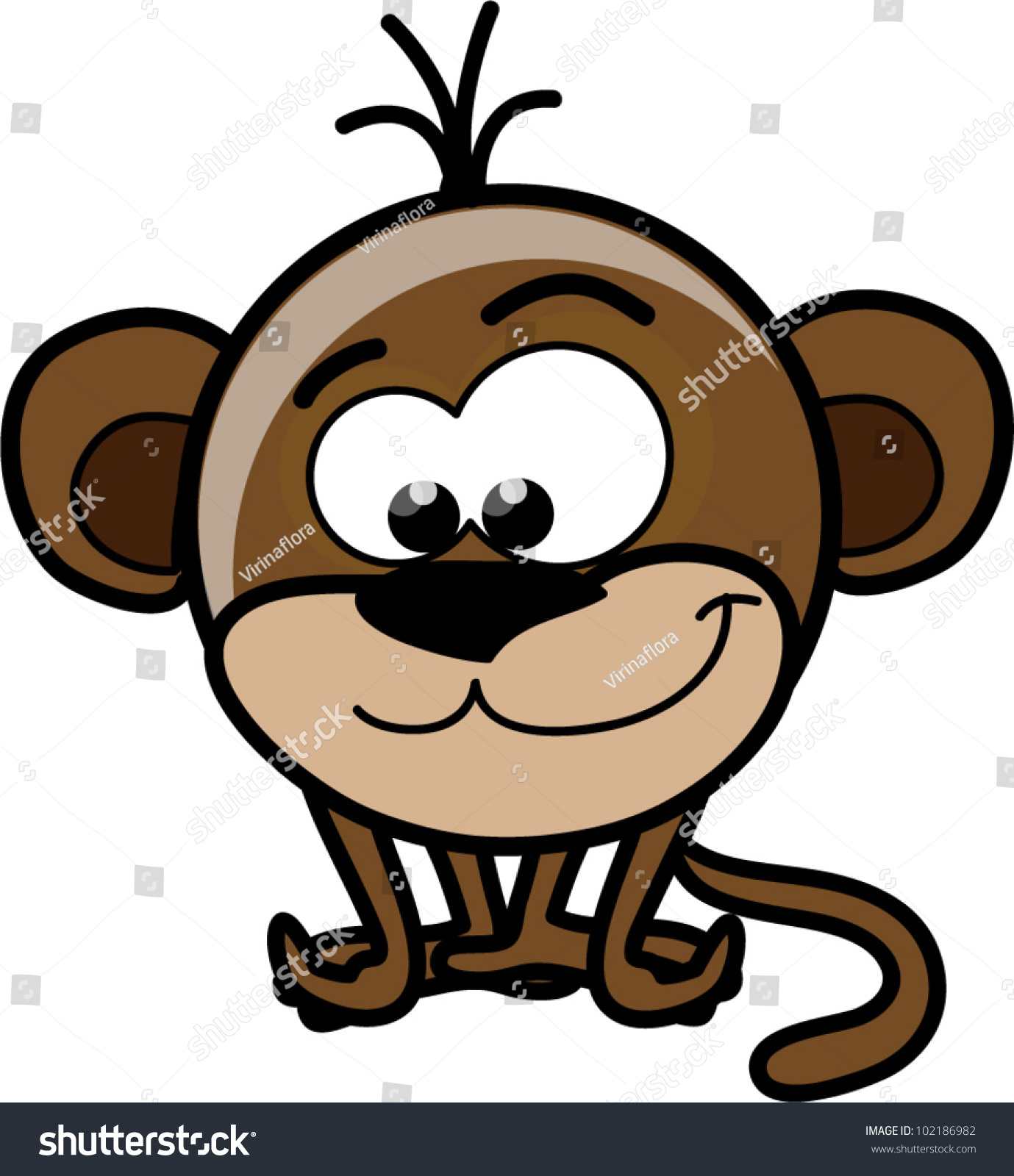 Cartoon Cute Monkey, Vector - 102186982 : Shutterstock