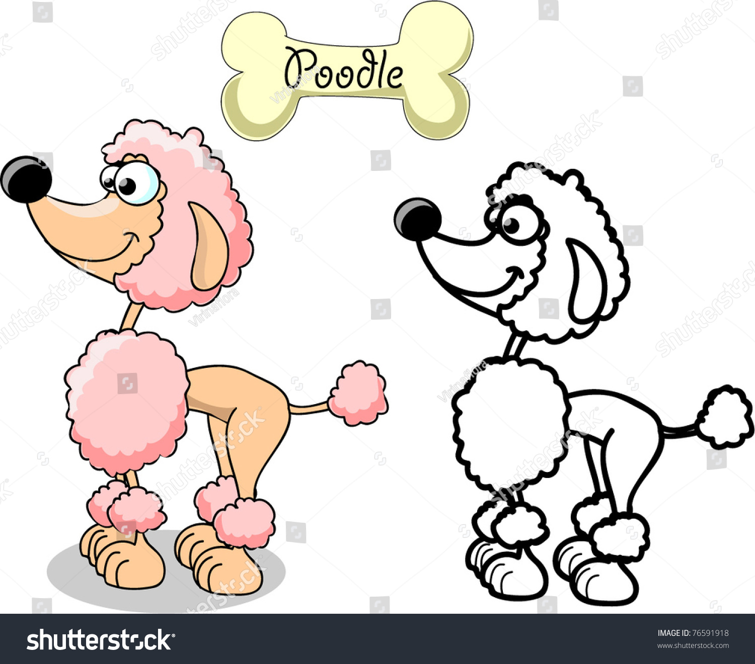 Cartoon Dog Breed Poodle Stock Vector Illustration 76591918 : Shutterstock