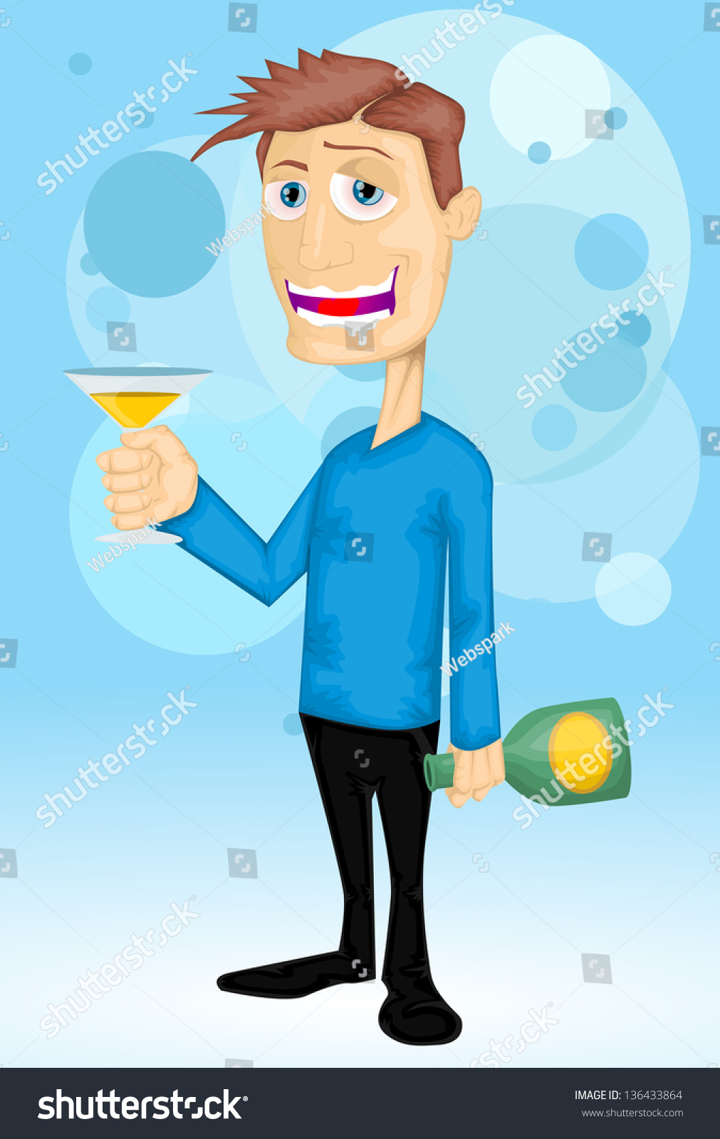 Cartoon Drunk Man Stock Vector 136433864 - Shutterstock