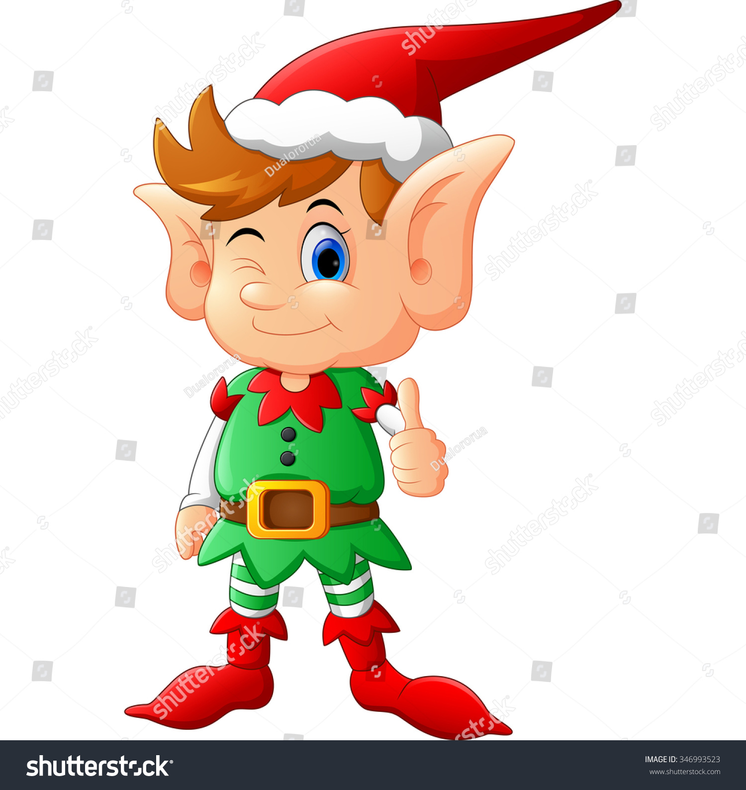 Cartoon Elf Giving Thumb Up Stock Vector Illustration 346993523 : Shutterstock