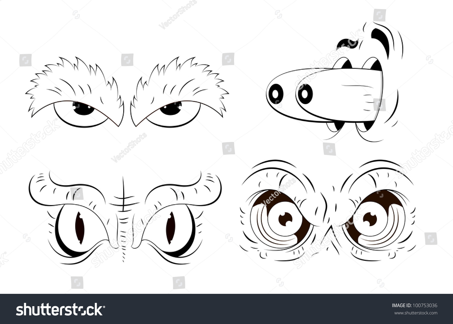 Cartoon Eyes Drawing Stock Vector Illustration 100753036 : Shutterstock