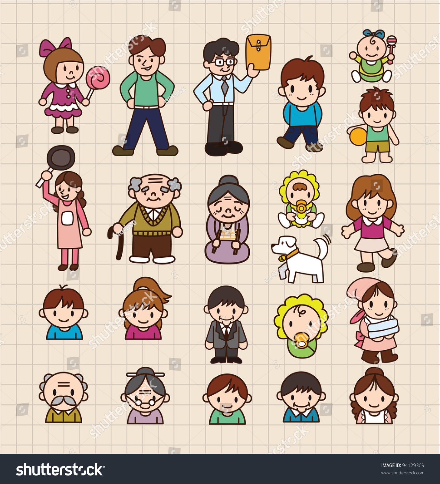 Cartoon Family Stock Vector 94129309 : Shutterstock