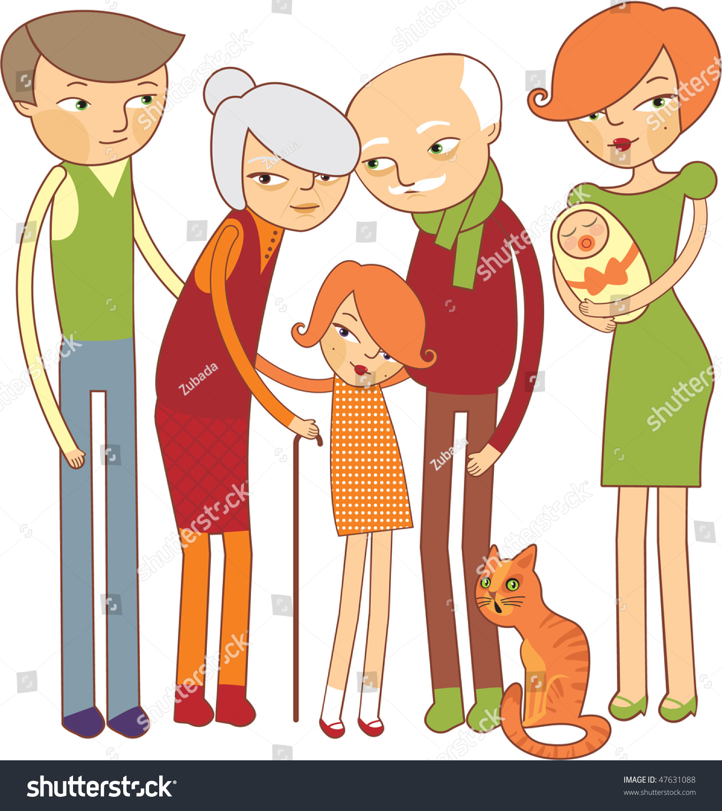 Cartoon Family Portrait Stock Vector Illustration 47631088 : Shutterstock