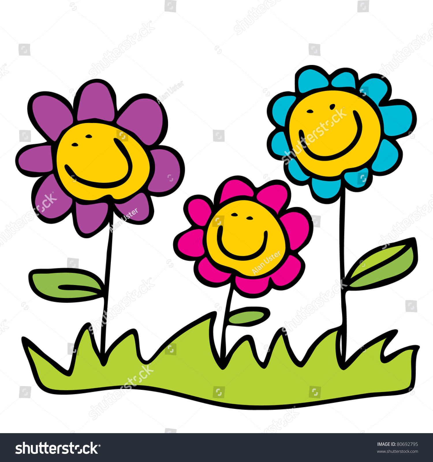 Cartoon Flowers Stock Vector Illustration 80692795 Shutterstock