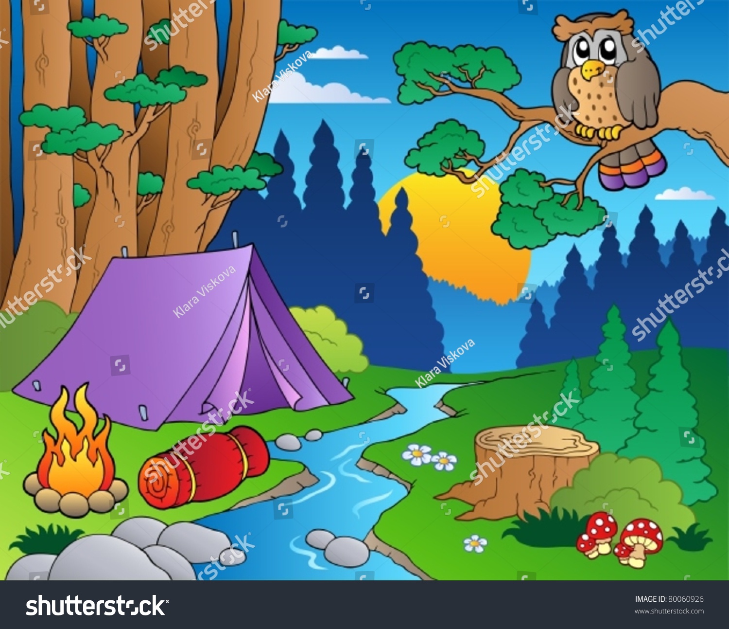 Cartoon Forest Landscape 5 - Vector Illustration. - 80060926 : Shutterstock