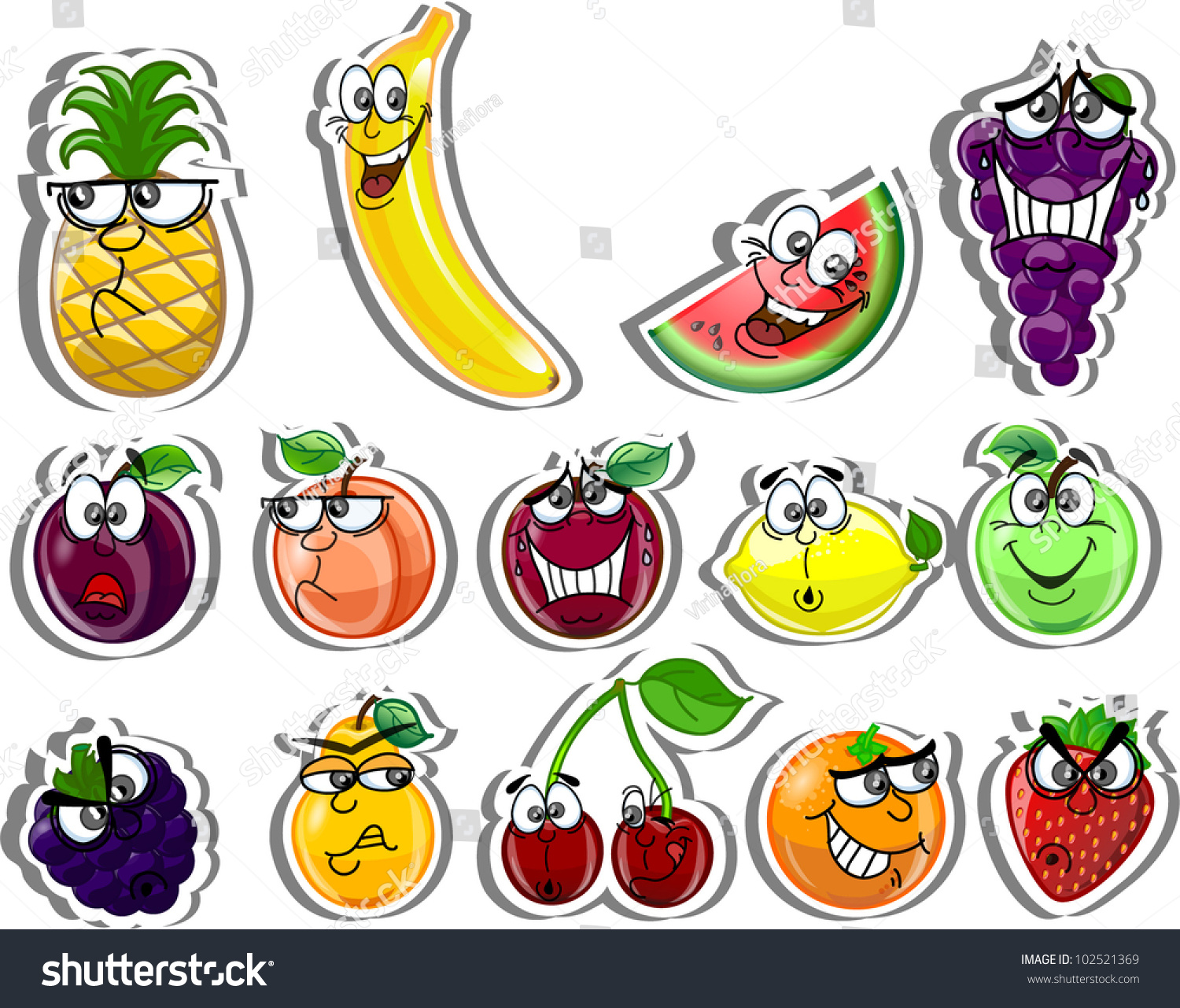 Cartoon Fruits Stock Vector Illustration 102521369 : Shutterstock