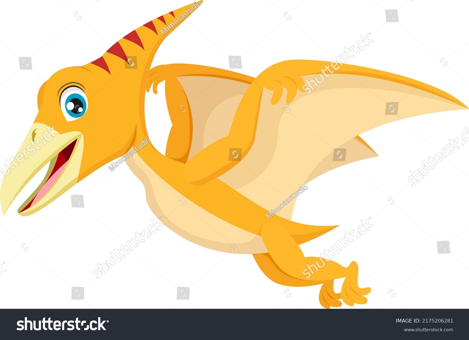 Cartoon Funny Pterodactyl Dinosaur Flying Stock Vector Royalty Free