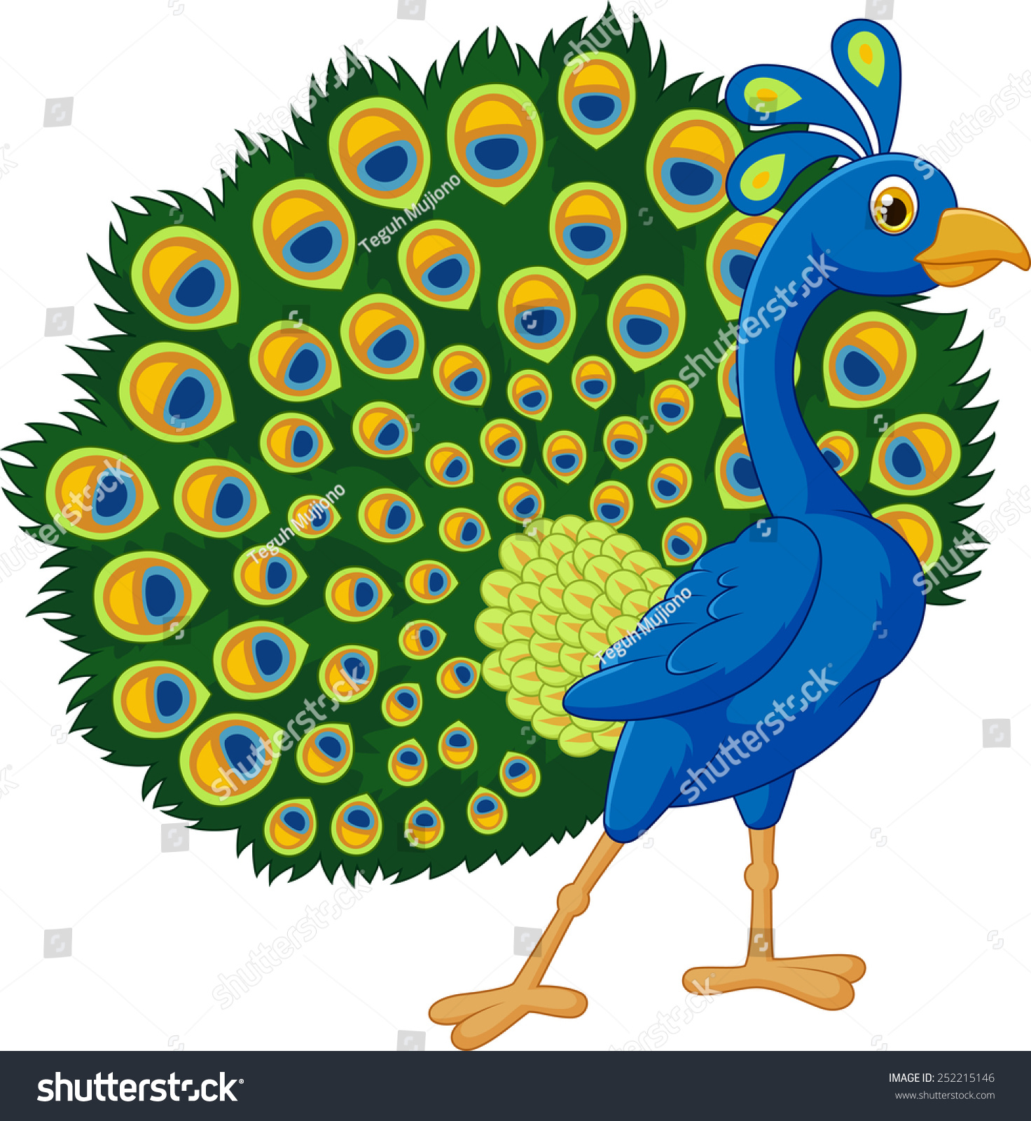 Cartoon Green Peacock Stock Vector Illustration 252215146 Shutterstock