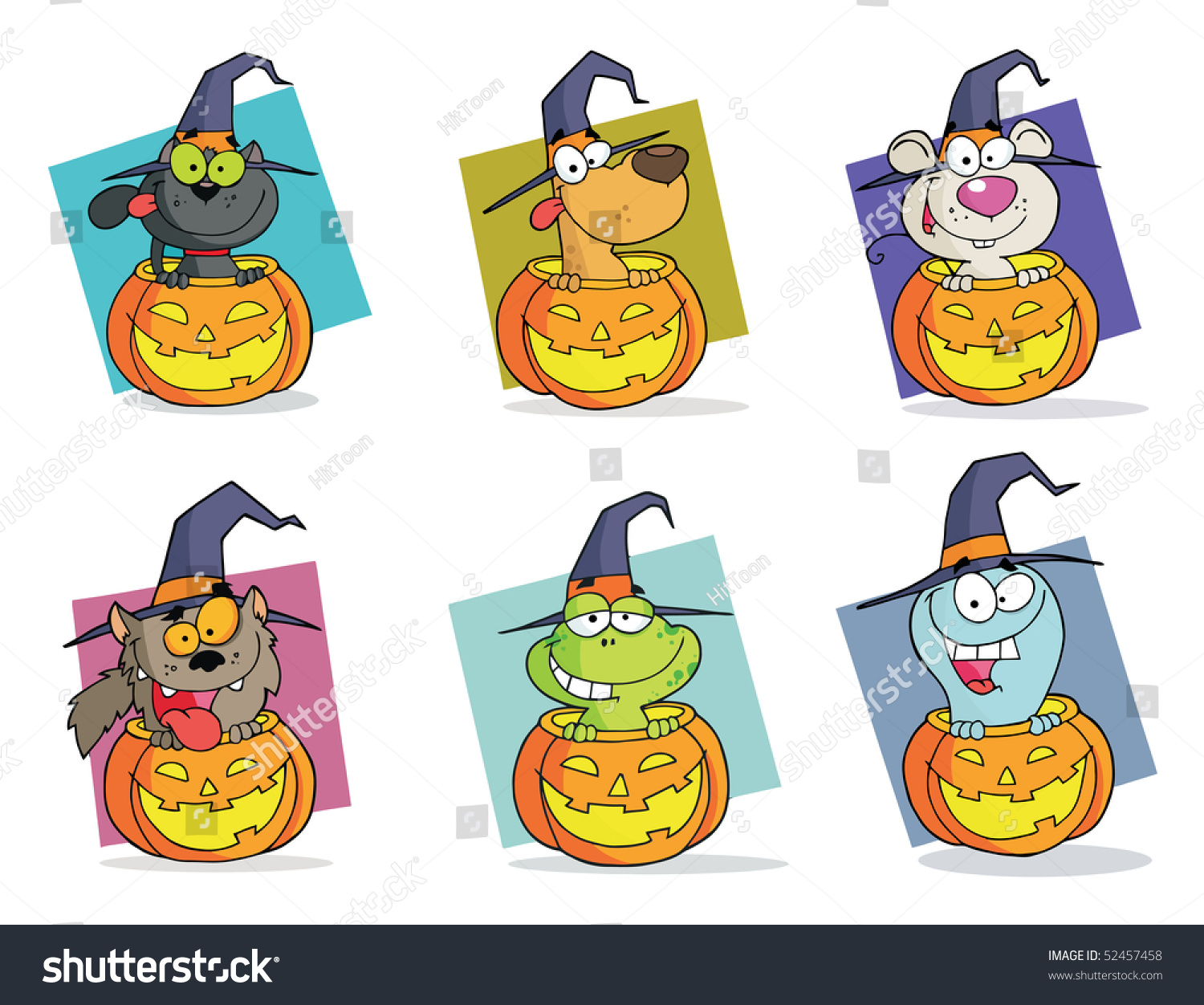 Cartoon Halloween Characters Set Stock Vector Illustration 52457458