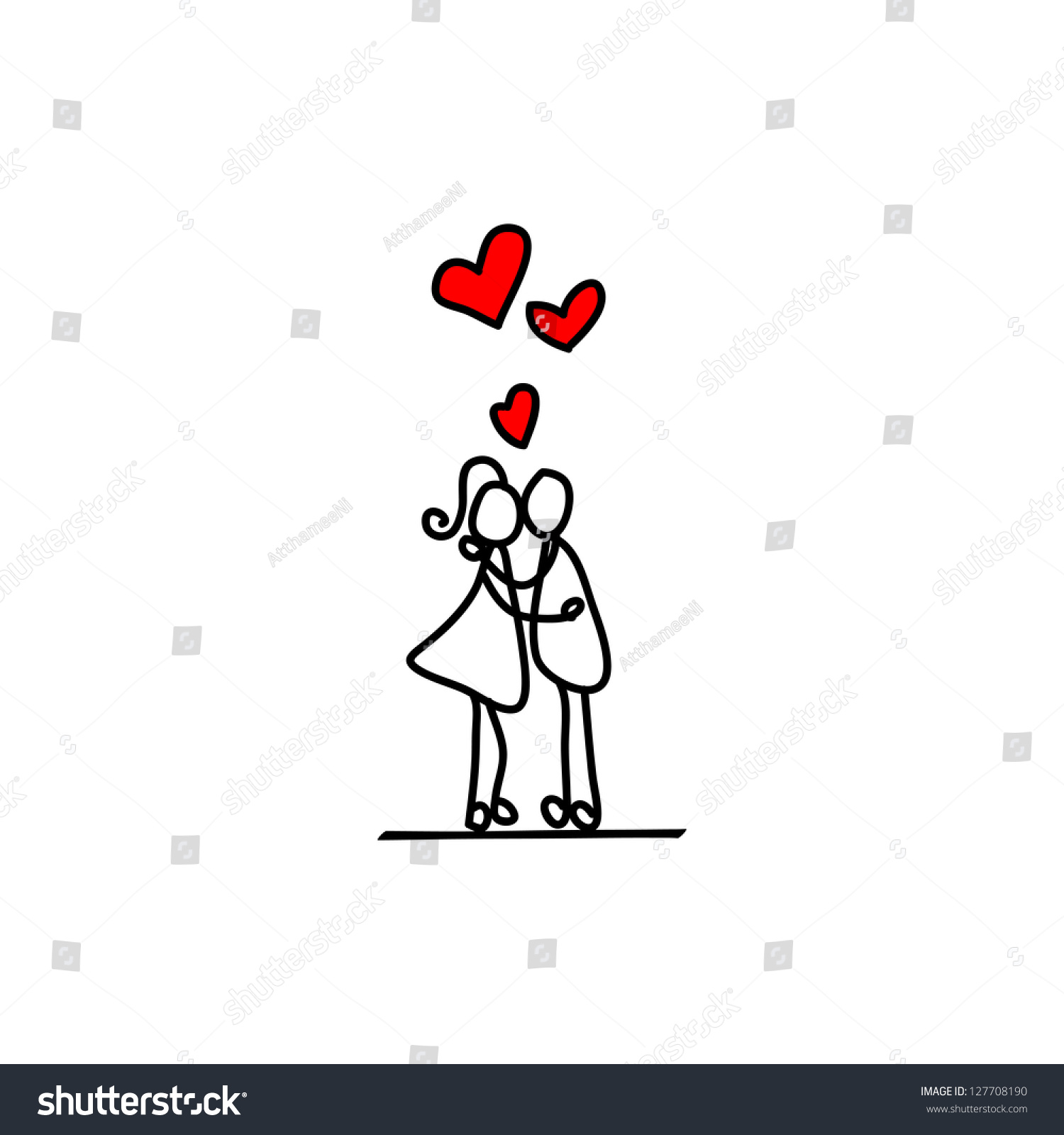 Cartoon Hand-Drawn Love Character Ilustración vectorial en stock