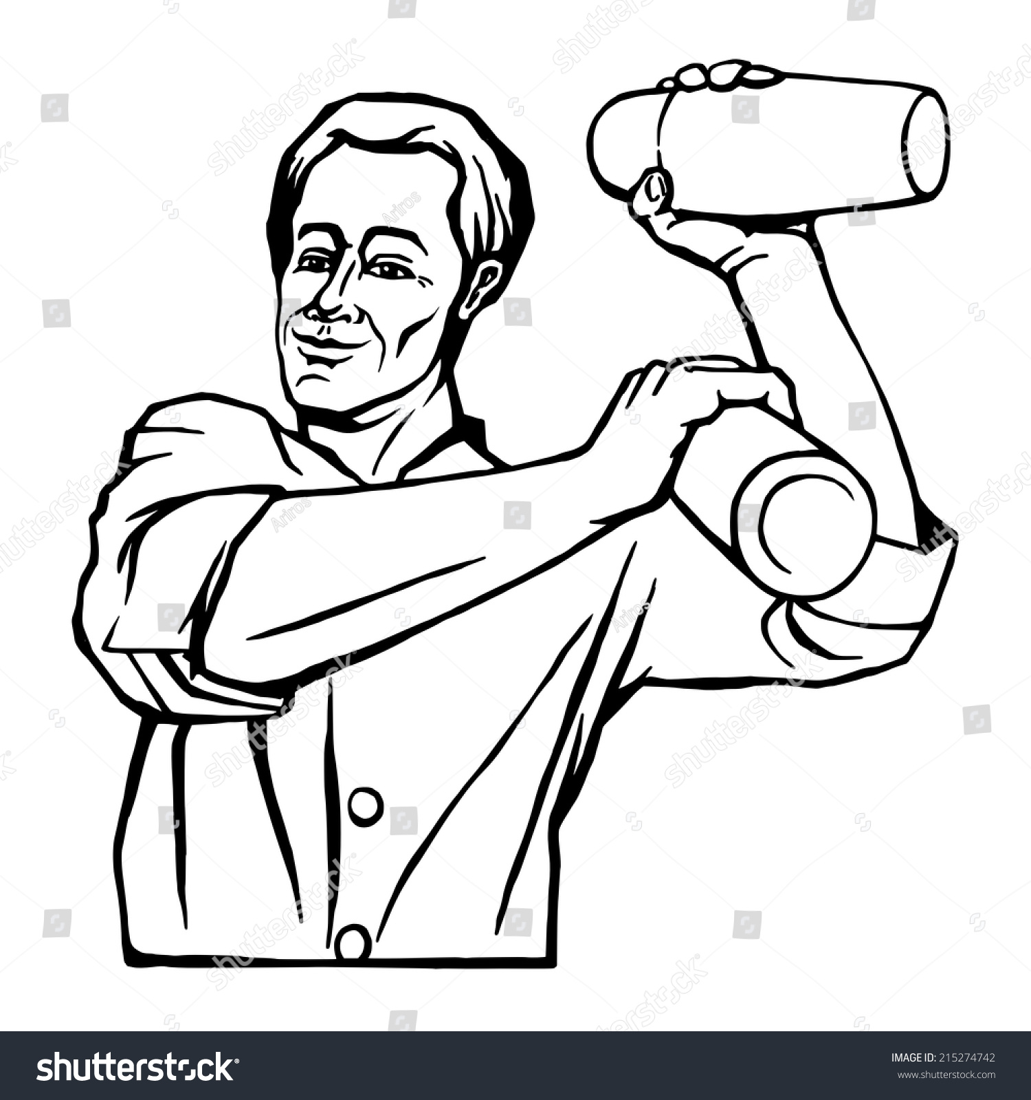 Cartoon, Hand Drawn, Vector, Sketch, Illustration Of Bartender