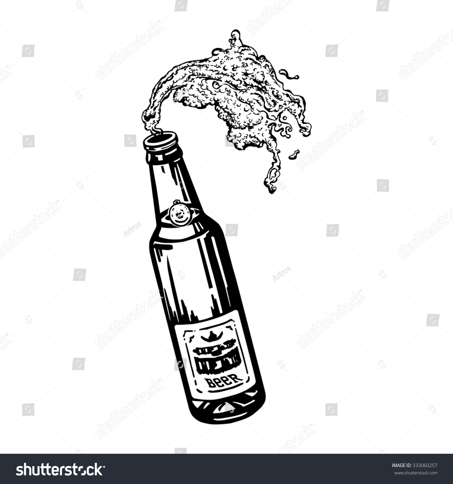 Cartoon, Hand Drawn, Vector, Sketch, Illustration Of Bottle Of Beer