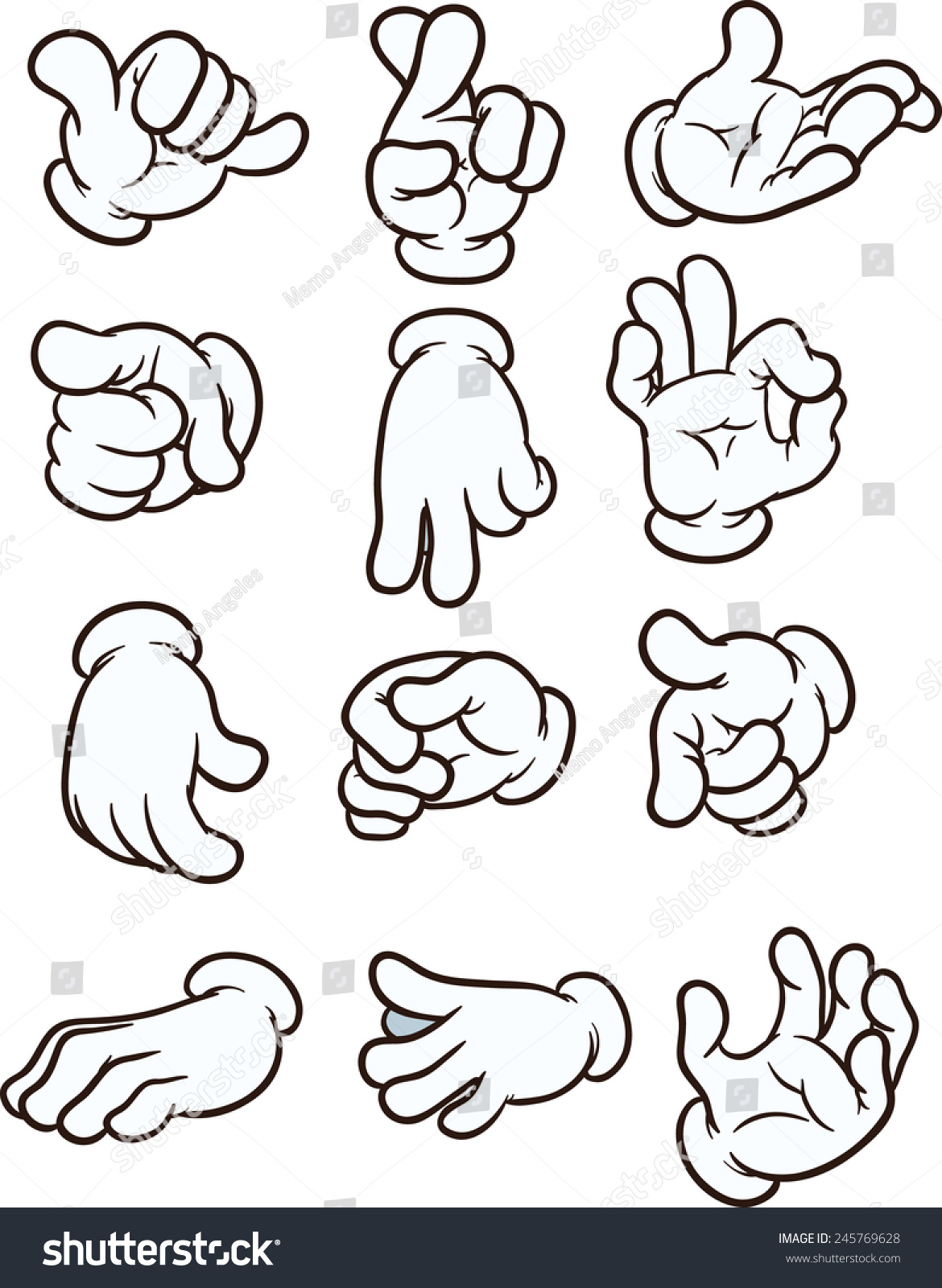 Cartoon Hands Making Different Gestures Vector Stock Vector 245769628