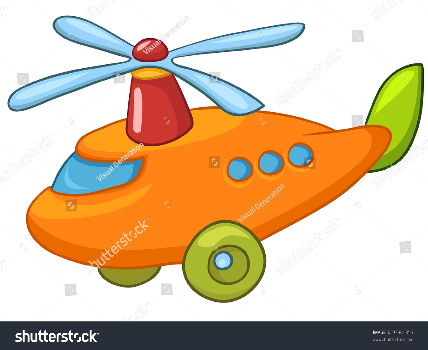 Cartoon Illustration Helicopter Isolated On White Stock Vector 93961855